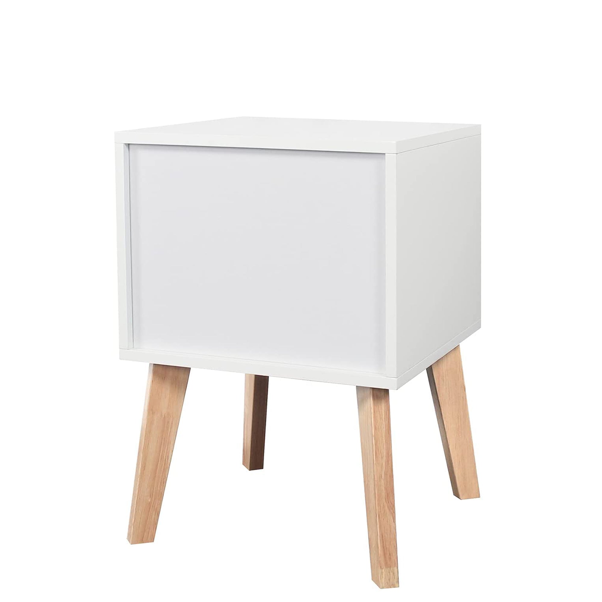22" Tall 1 Drawer Solid Wood Nightstand with Open Shelves