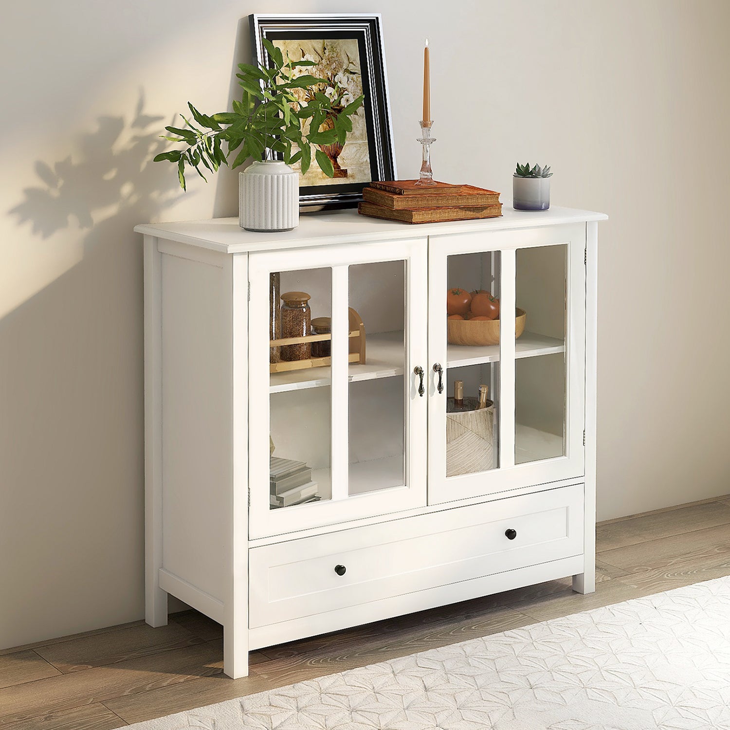 35" Tall Wood 2-door Accent Cabinet
