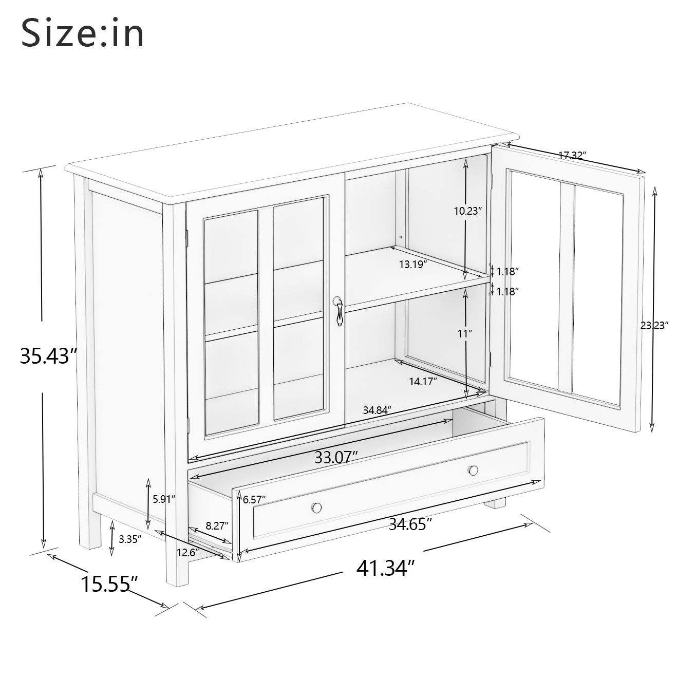 35" Tall Wood 2-door Accent Cabinet