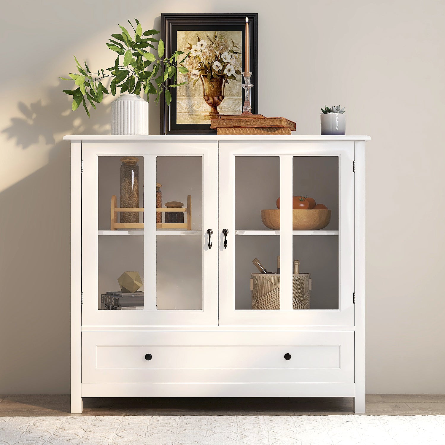 35" Tall Wood 2-door Accent Cabinet