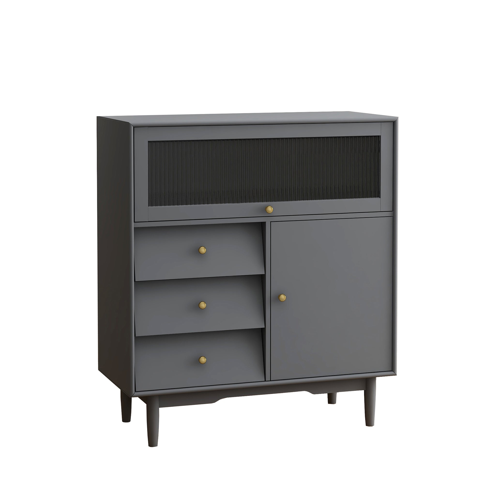 Wood One Door Accent Cabinet with 3 Drawers