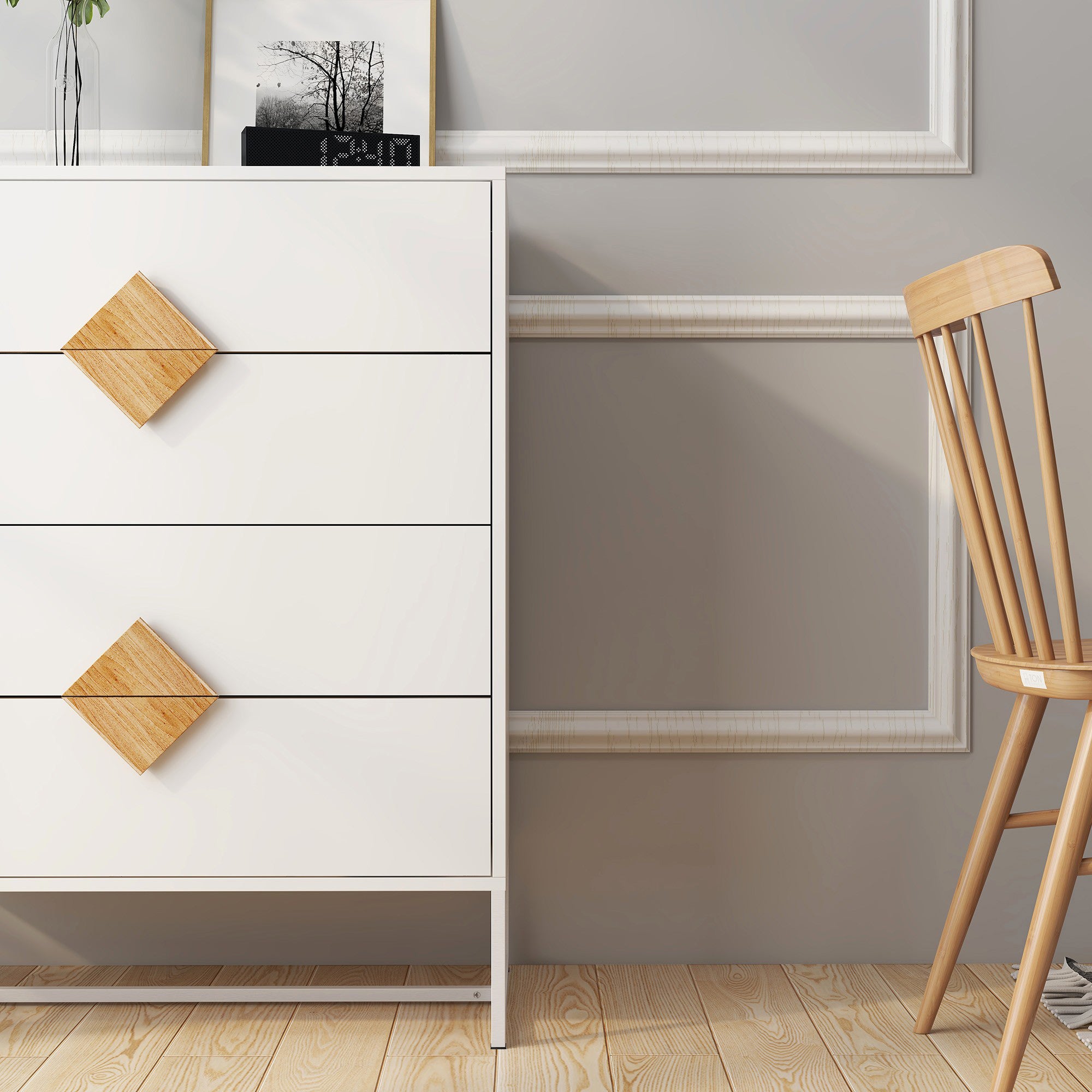 4 Drawers 31" W  Wood Chest in White