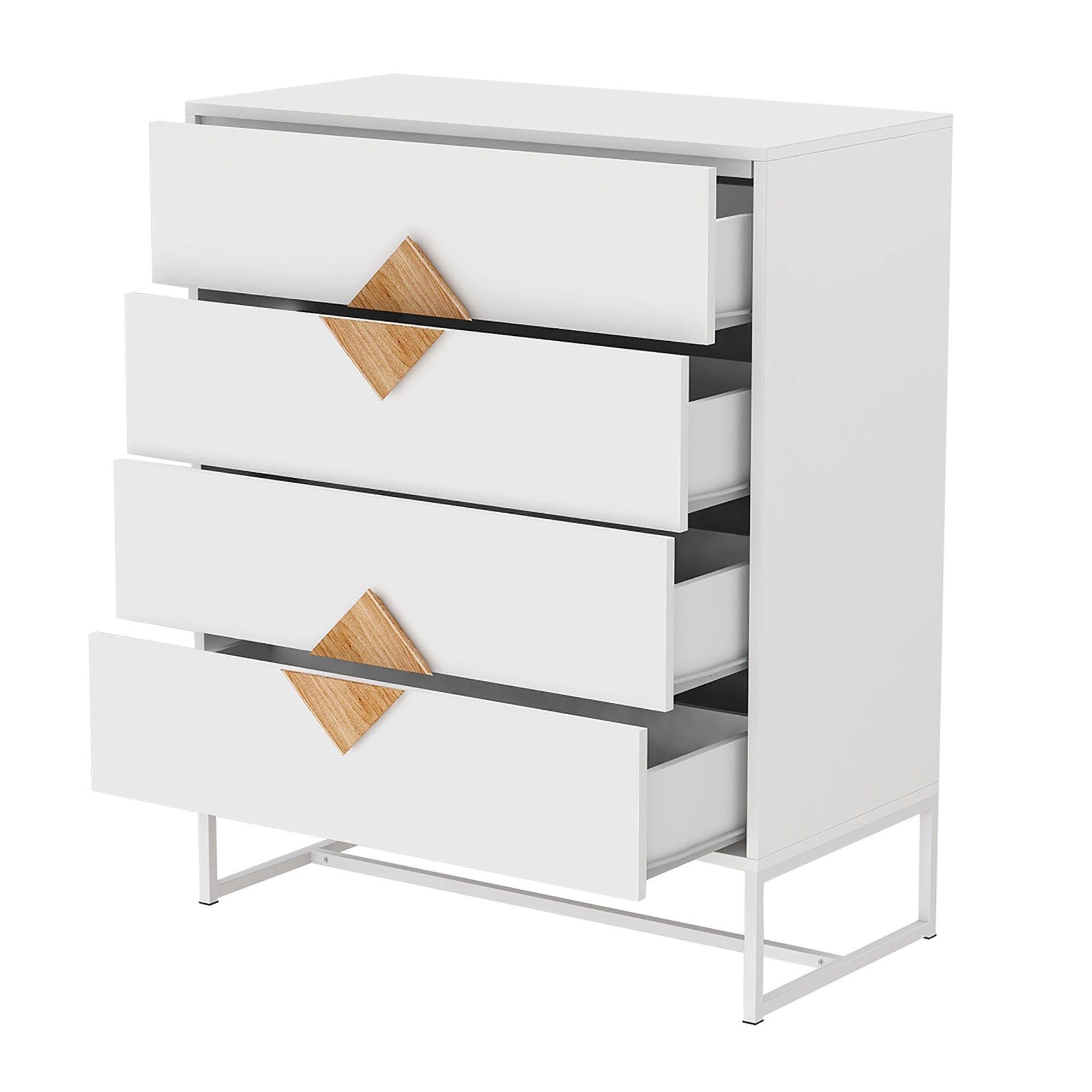 4 Drawers 31" W  Wood Chest in White