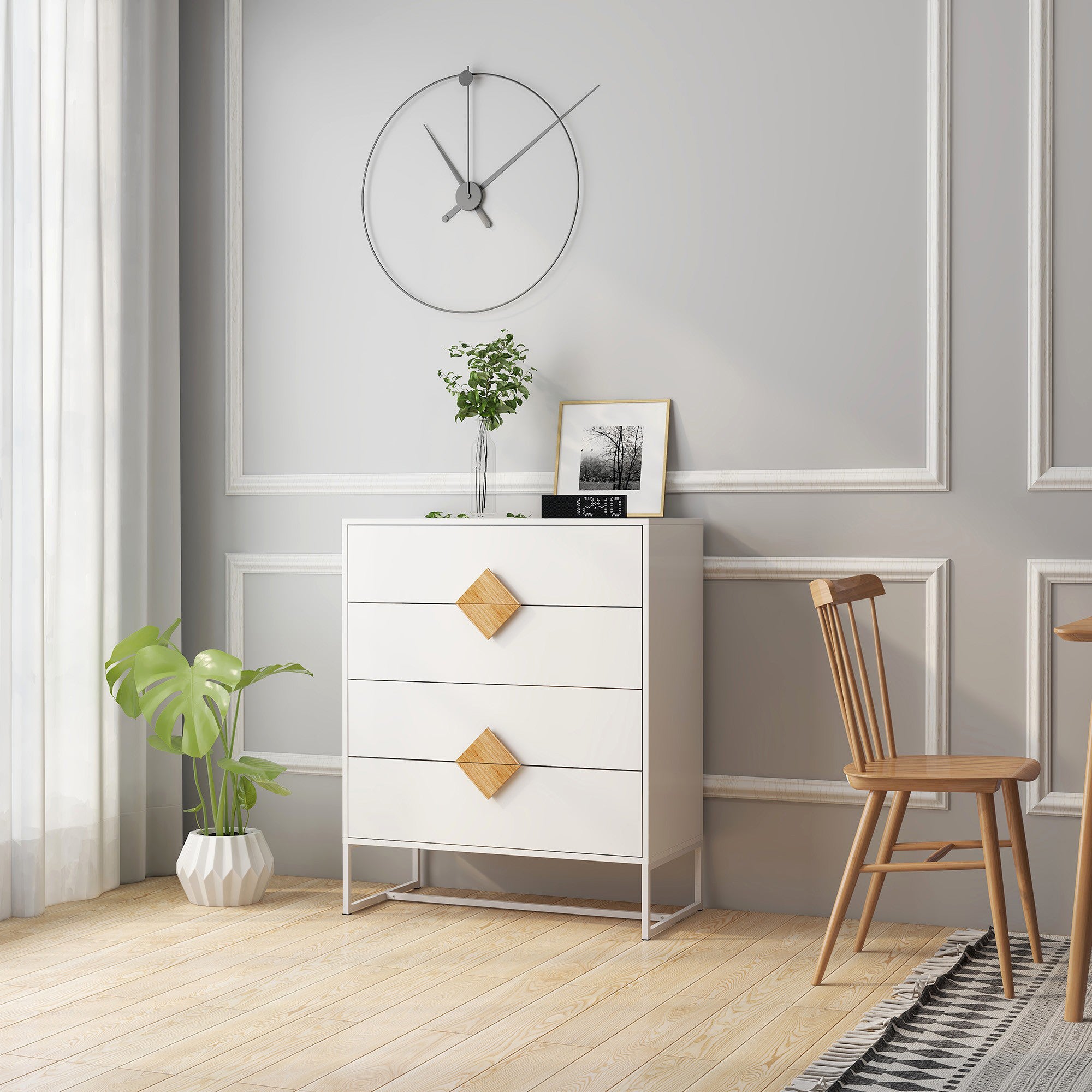 4 Drawers 31" W  Wood Chest in White