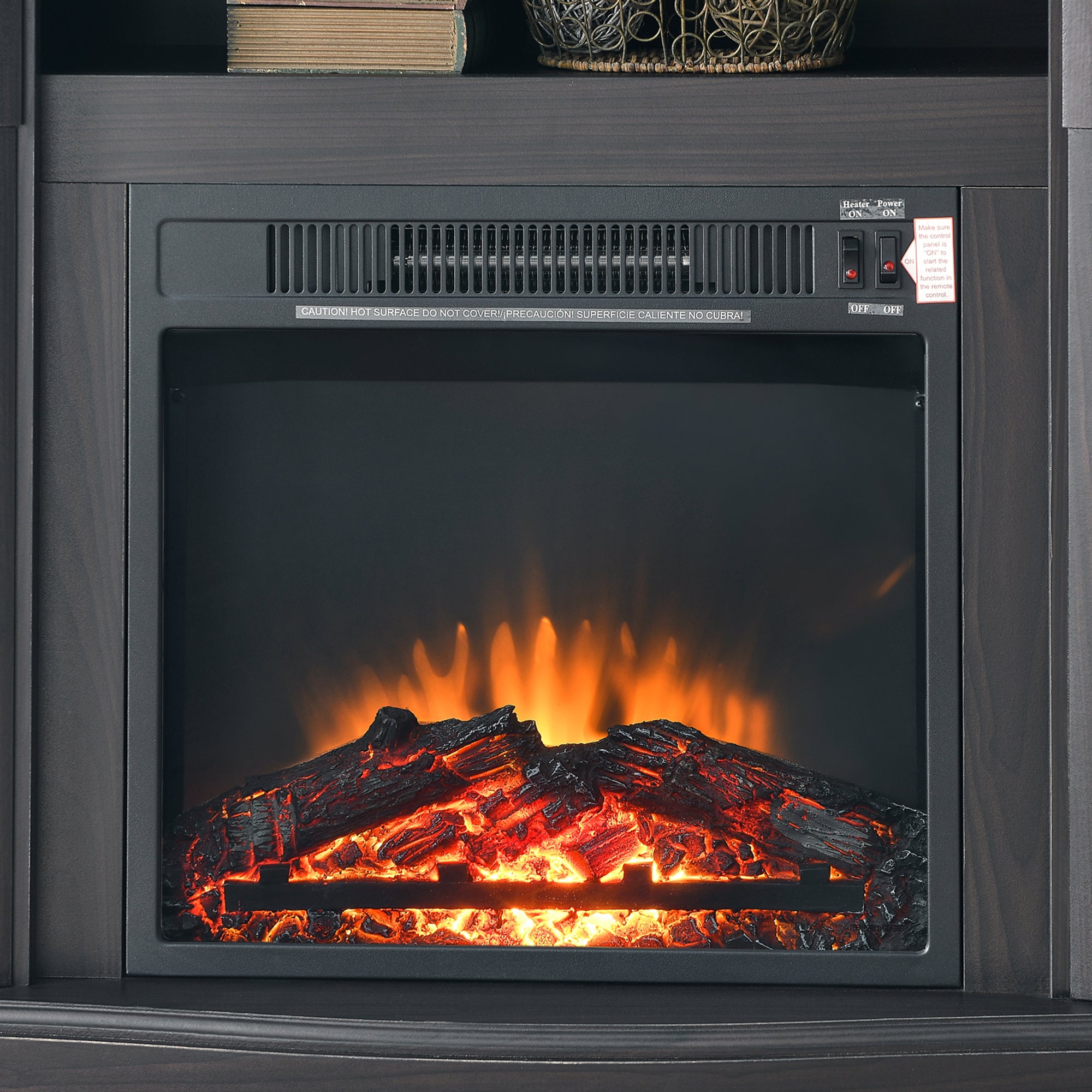 32-inch Freestanding Electric Fireplace with Open Storage