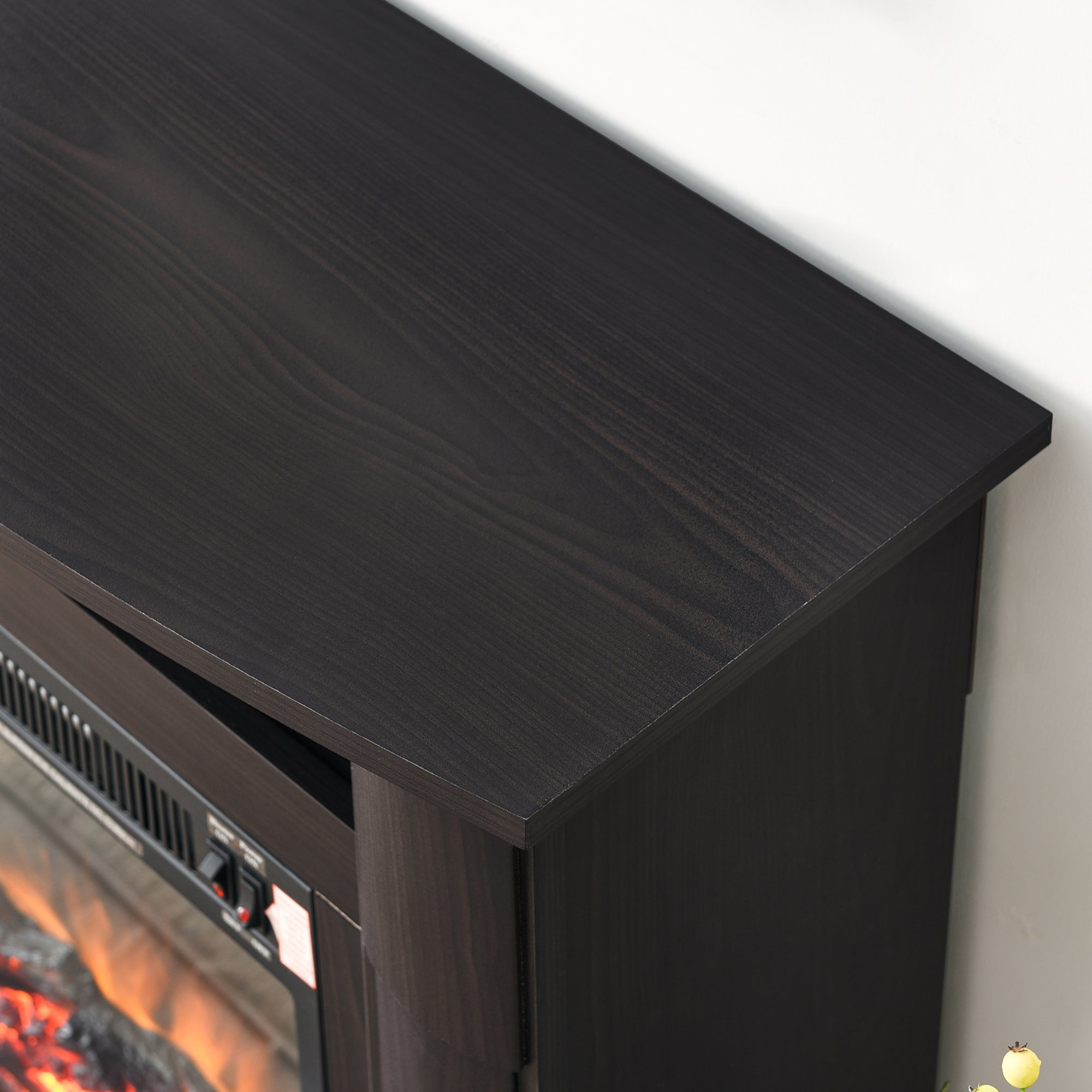 32-inch Freestanding Electric Fireplace with Open Storage