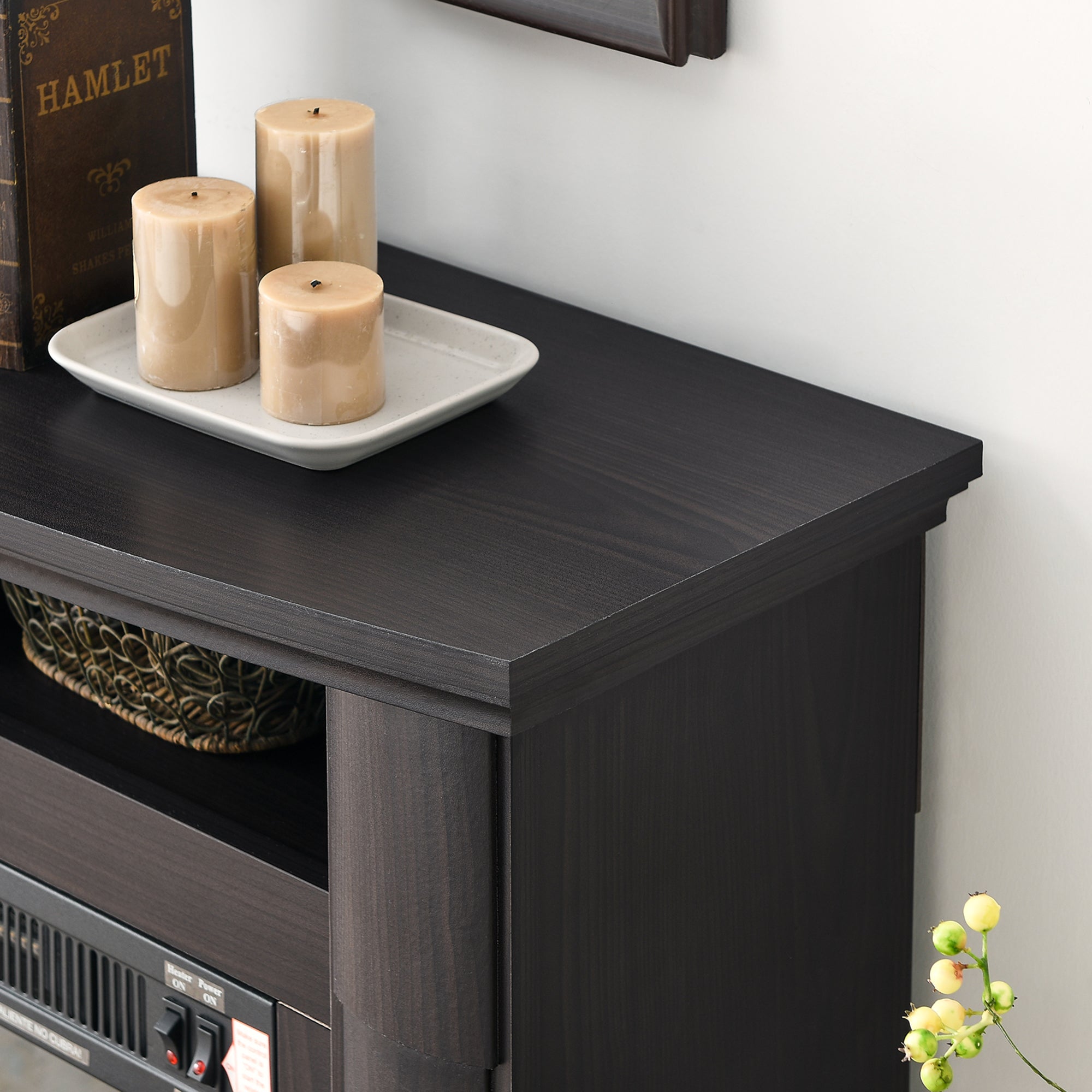 32-inch Freestanding Electric Fireplace with Open Storage