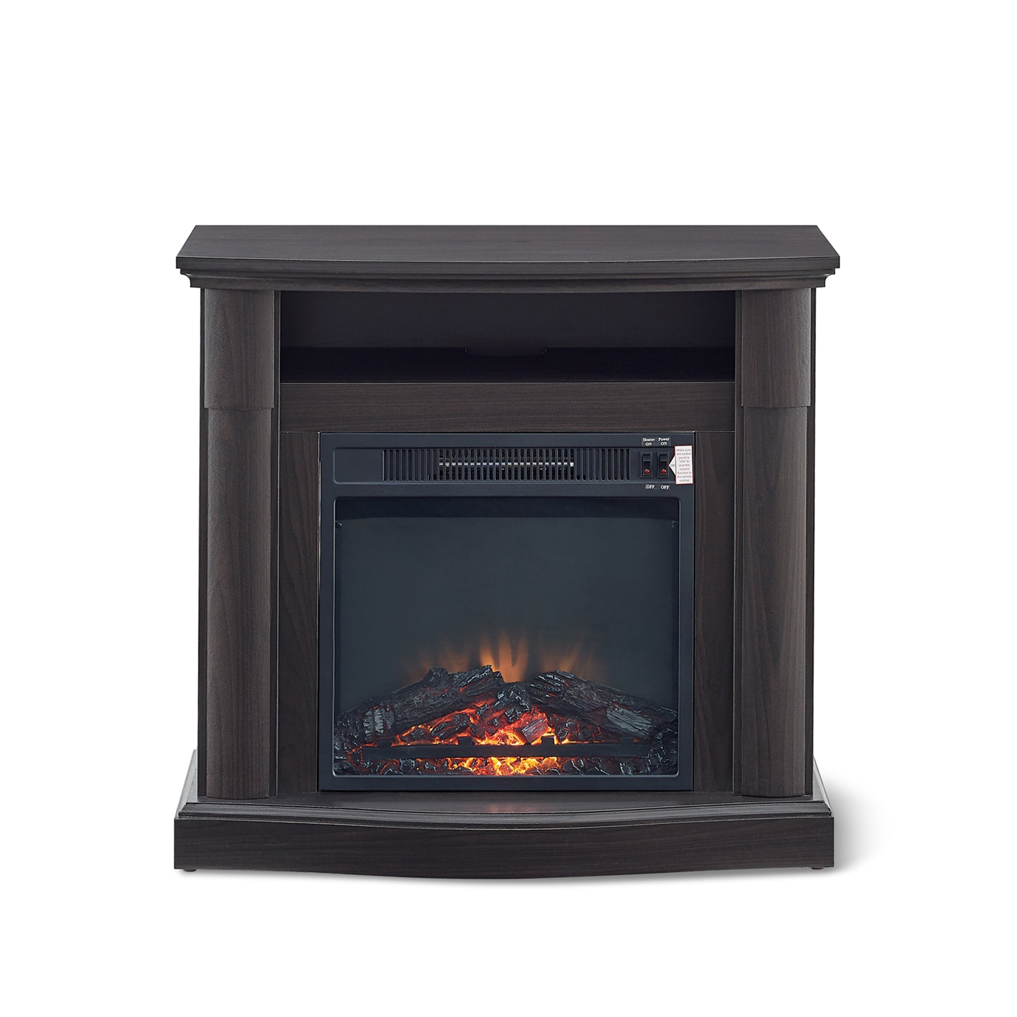 32-inch Freestanding Electric Fireplace with Open Storage