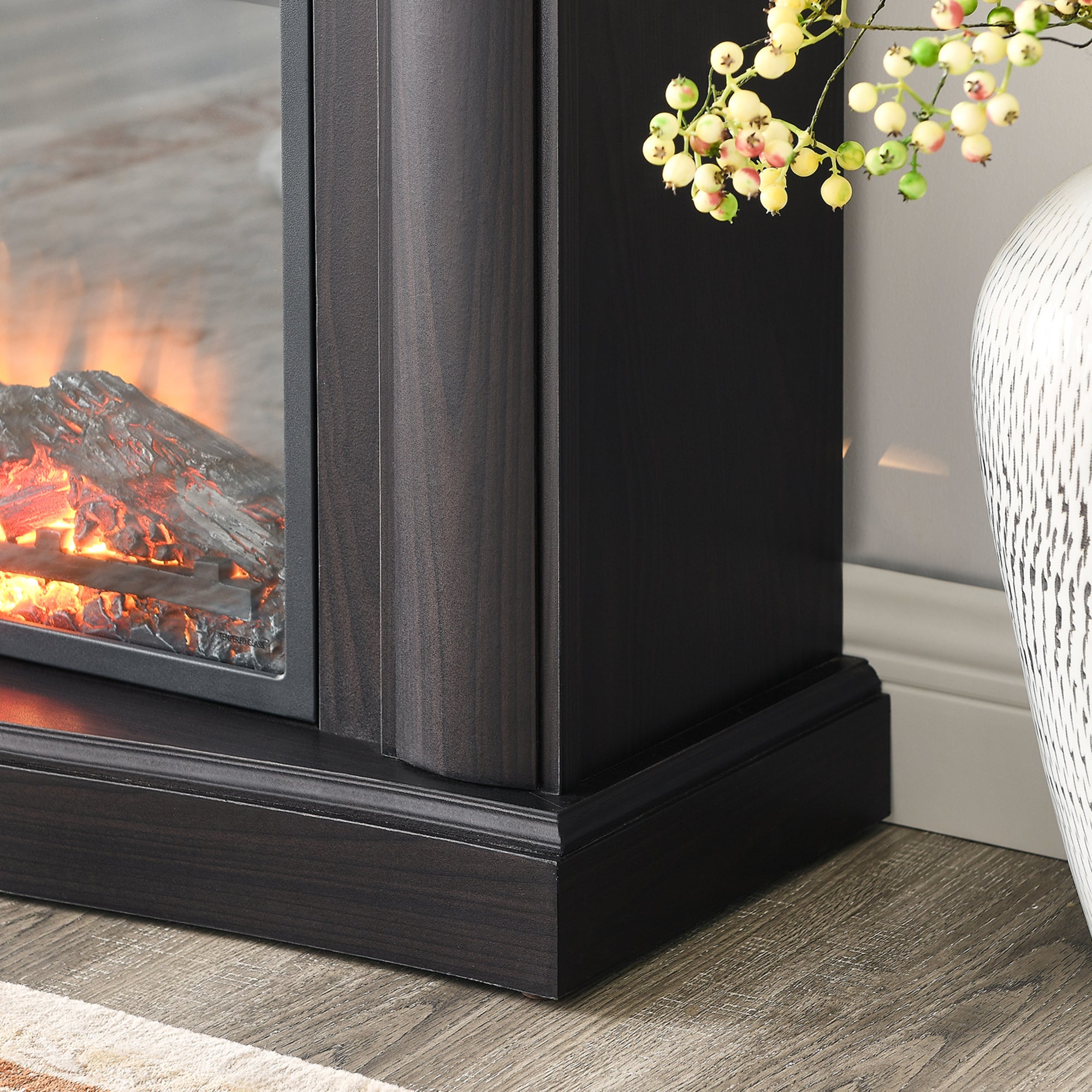 32-inch Freestanding Electric Fireplace with Open Storage