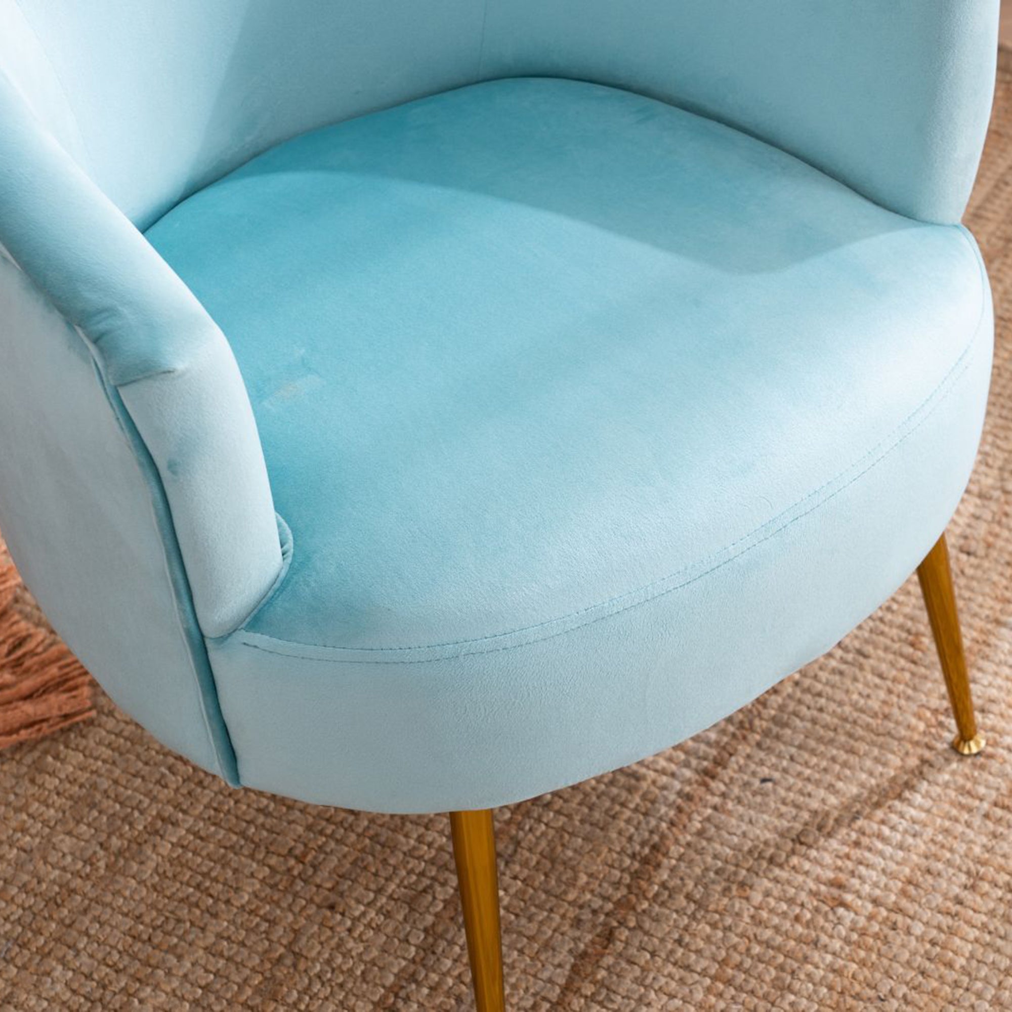 24" Wide Velvet Armchair with Gold Metal Legs