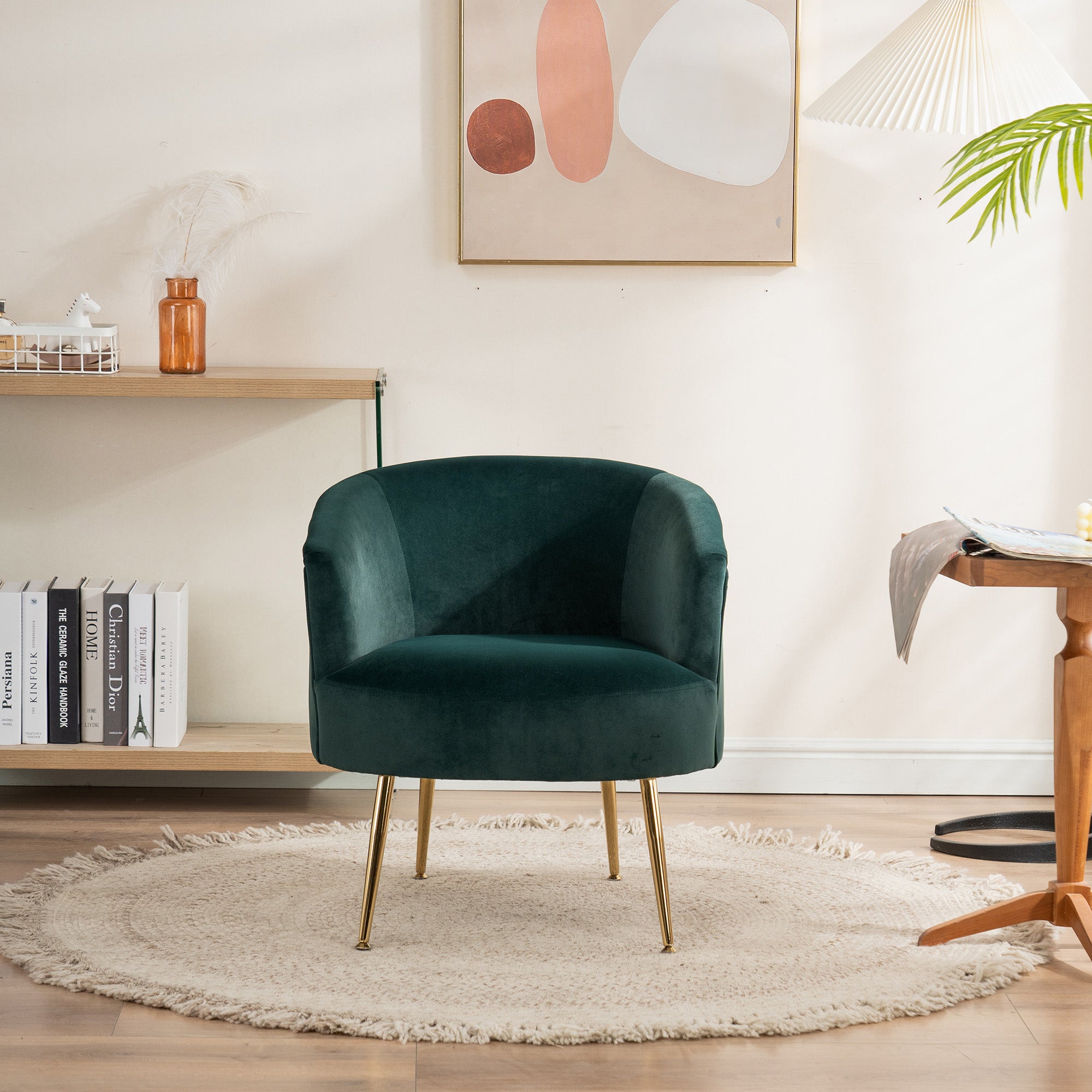 24" Wide Velvet Armchair with Gold Metal Legs
