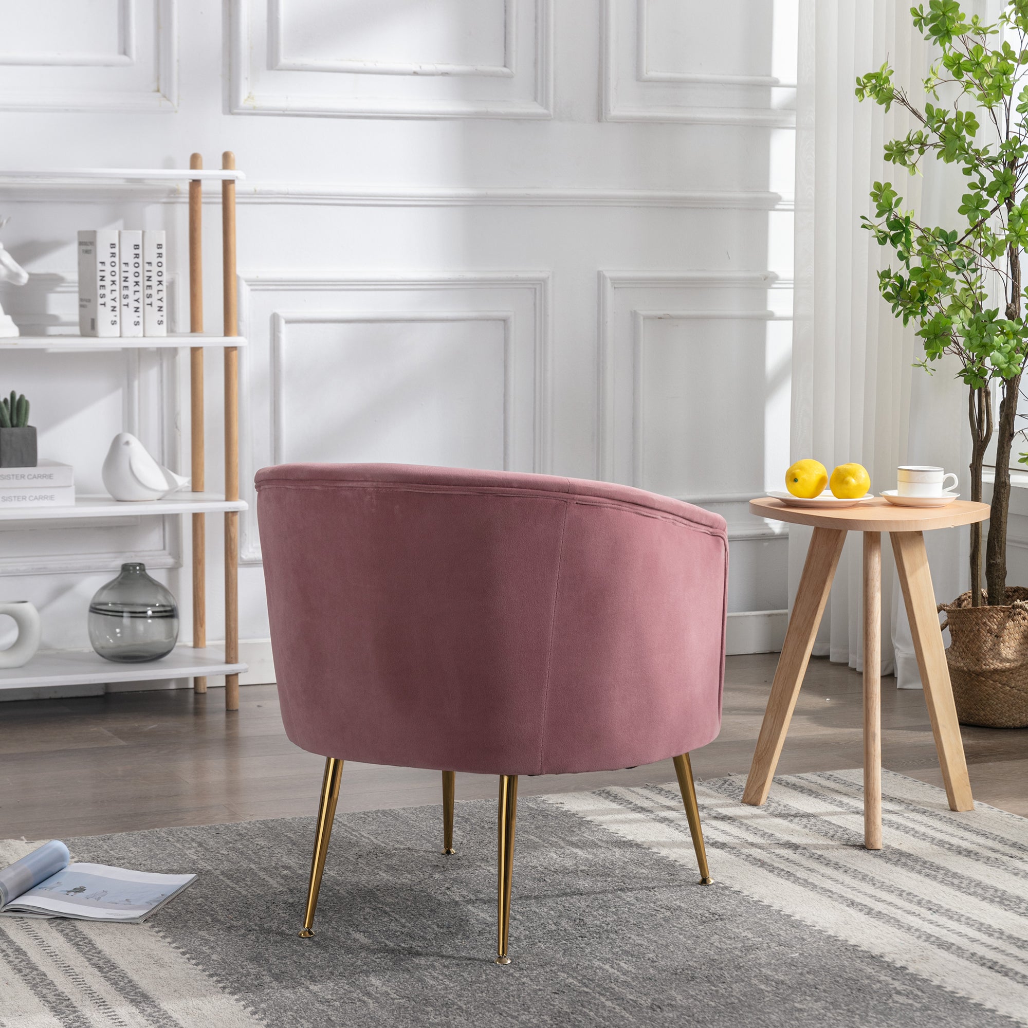 24" Wide Velvet Armchair with Gold Metal Legs