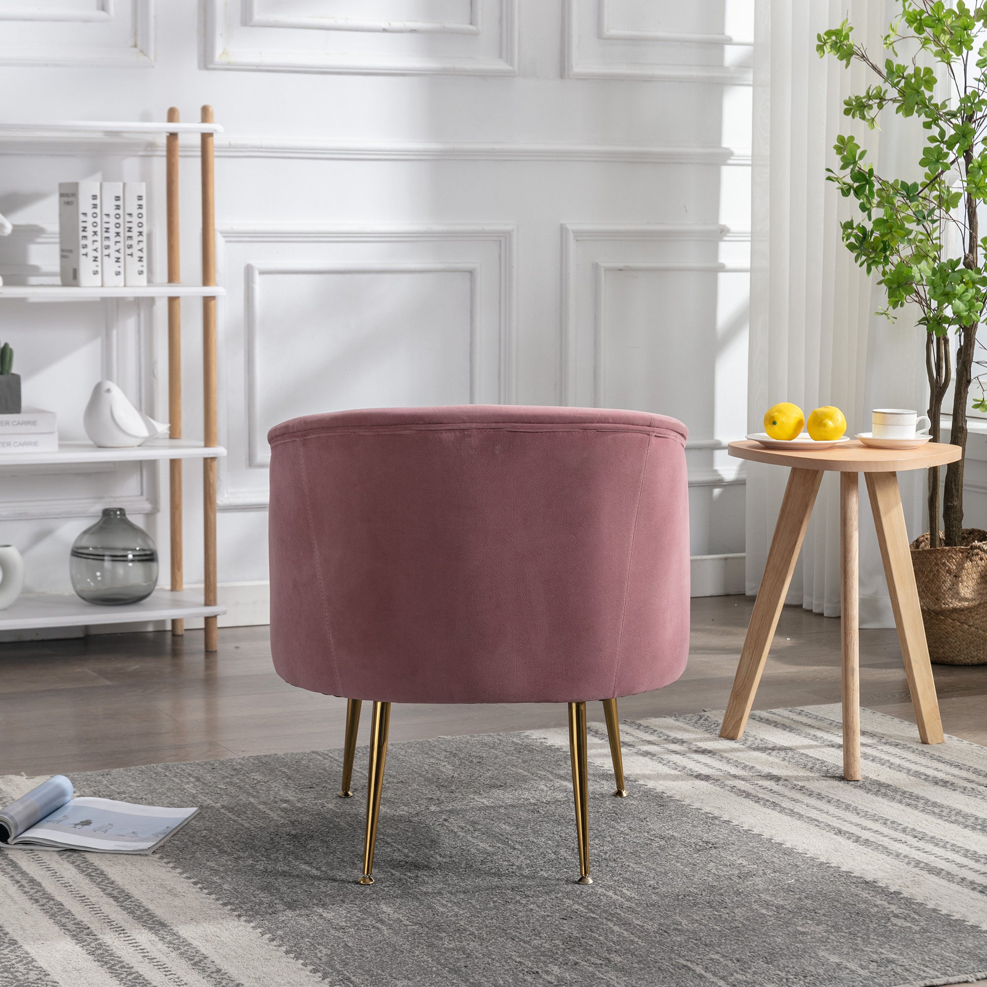 24" Wide Velvet Armchair with Gold Metal Legs