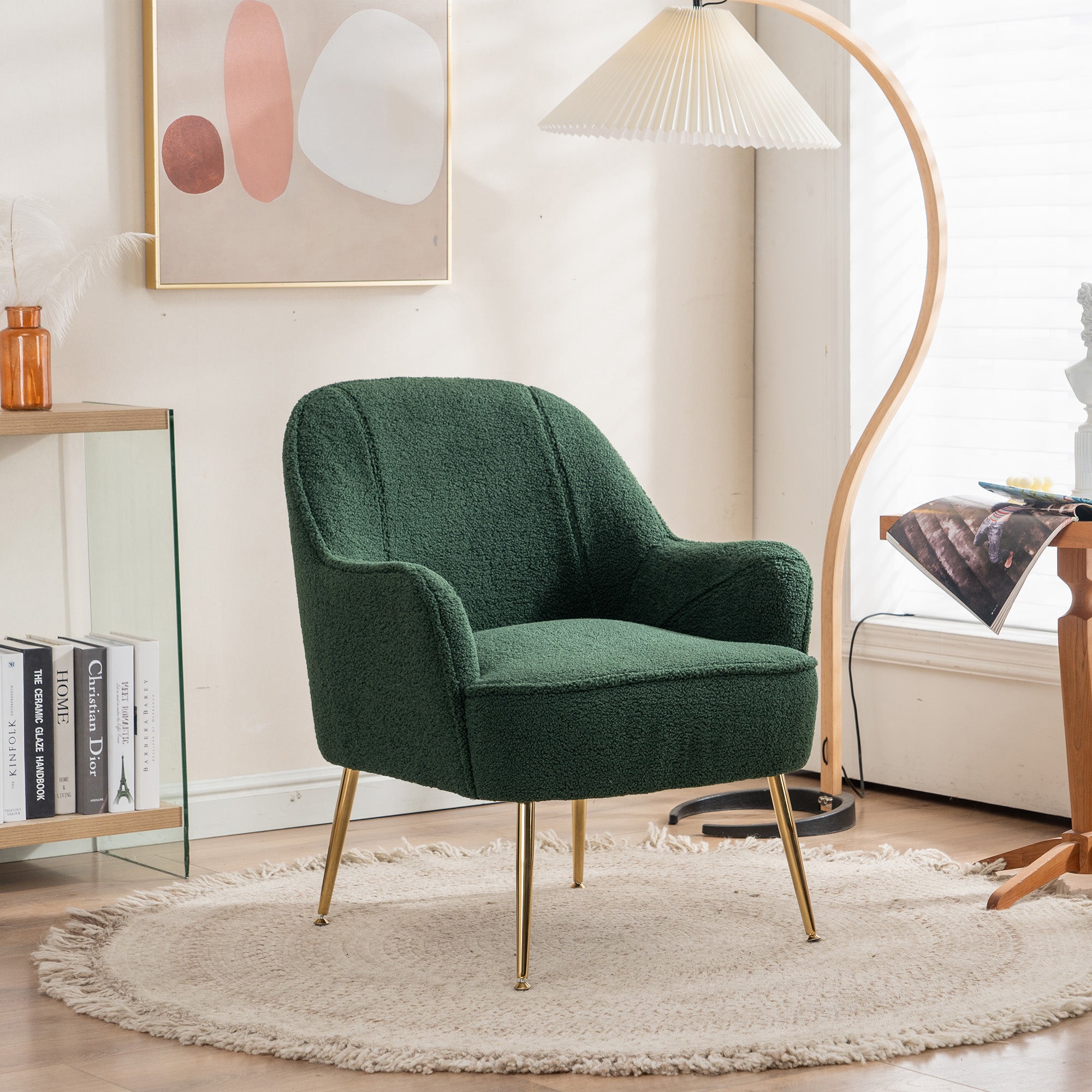 26" Wide Faux Fur Armchair With Gold Legs And Adjustable Legs