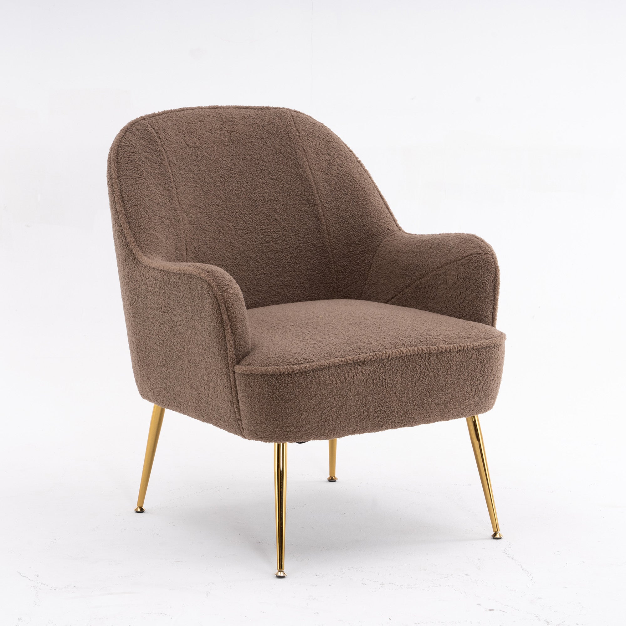 26" Wide Faux Fur Armchair With Gold Legs And Adjustable Legs