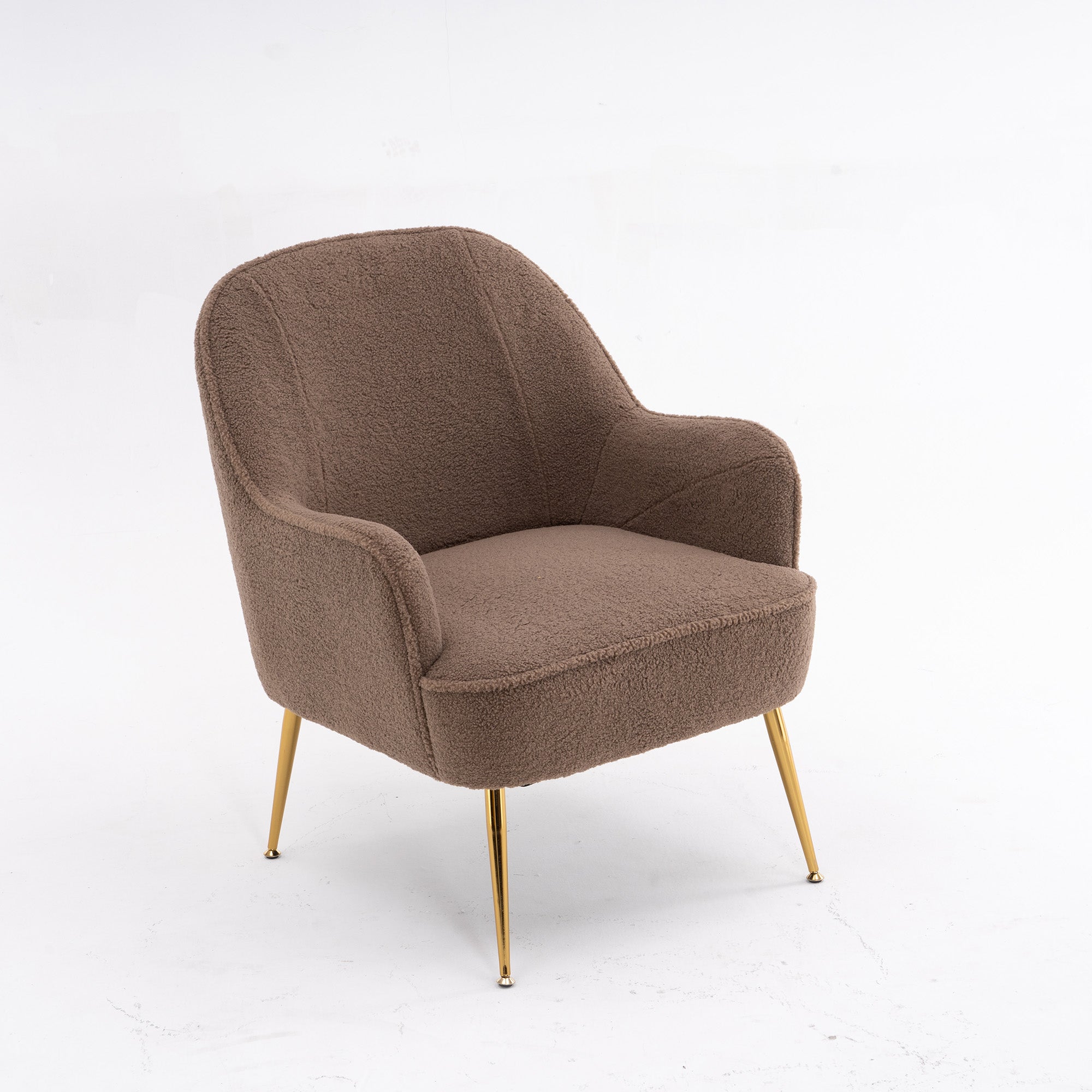 26" Wide Faux Fur Armchair With Gold Legs And Adjustable Legs