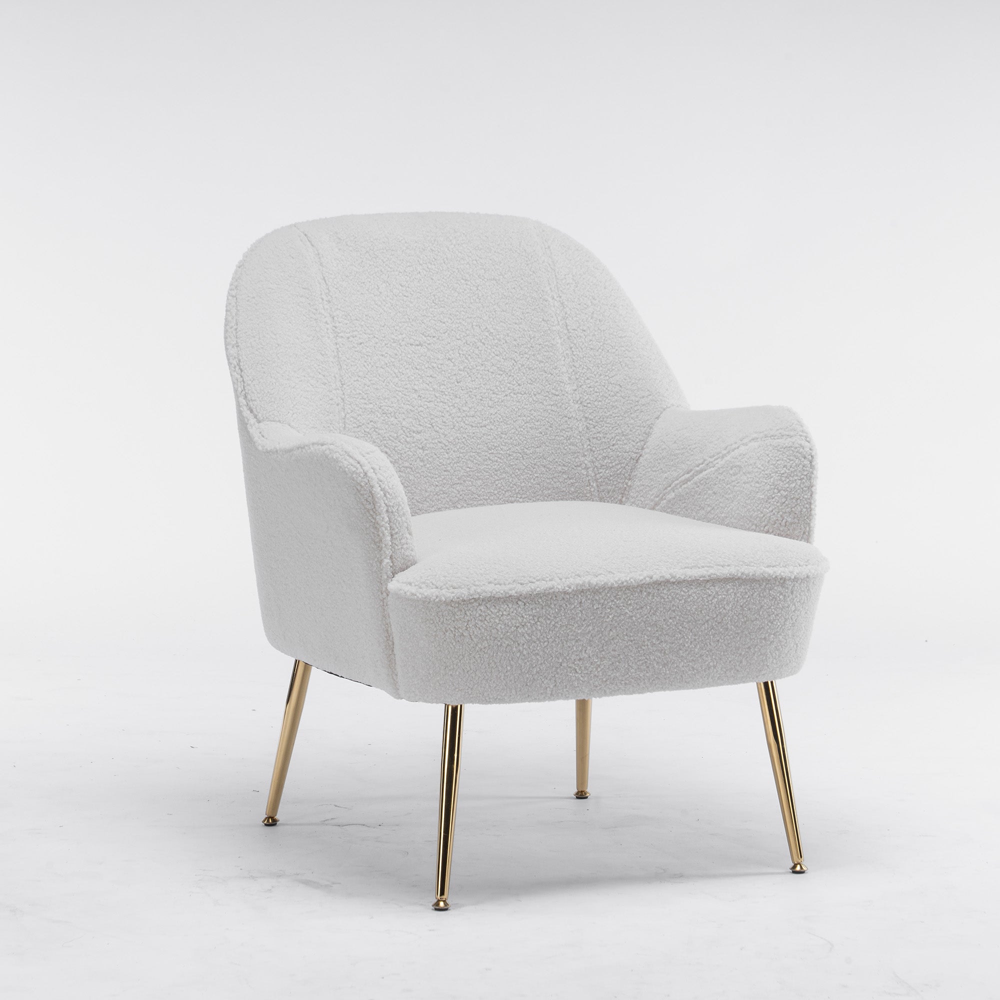 26" Wide Faux Fur Armchair With Gold Legs And Adjustable Legs