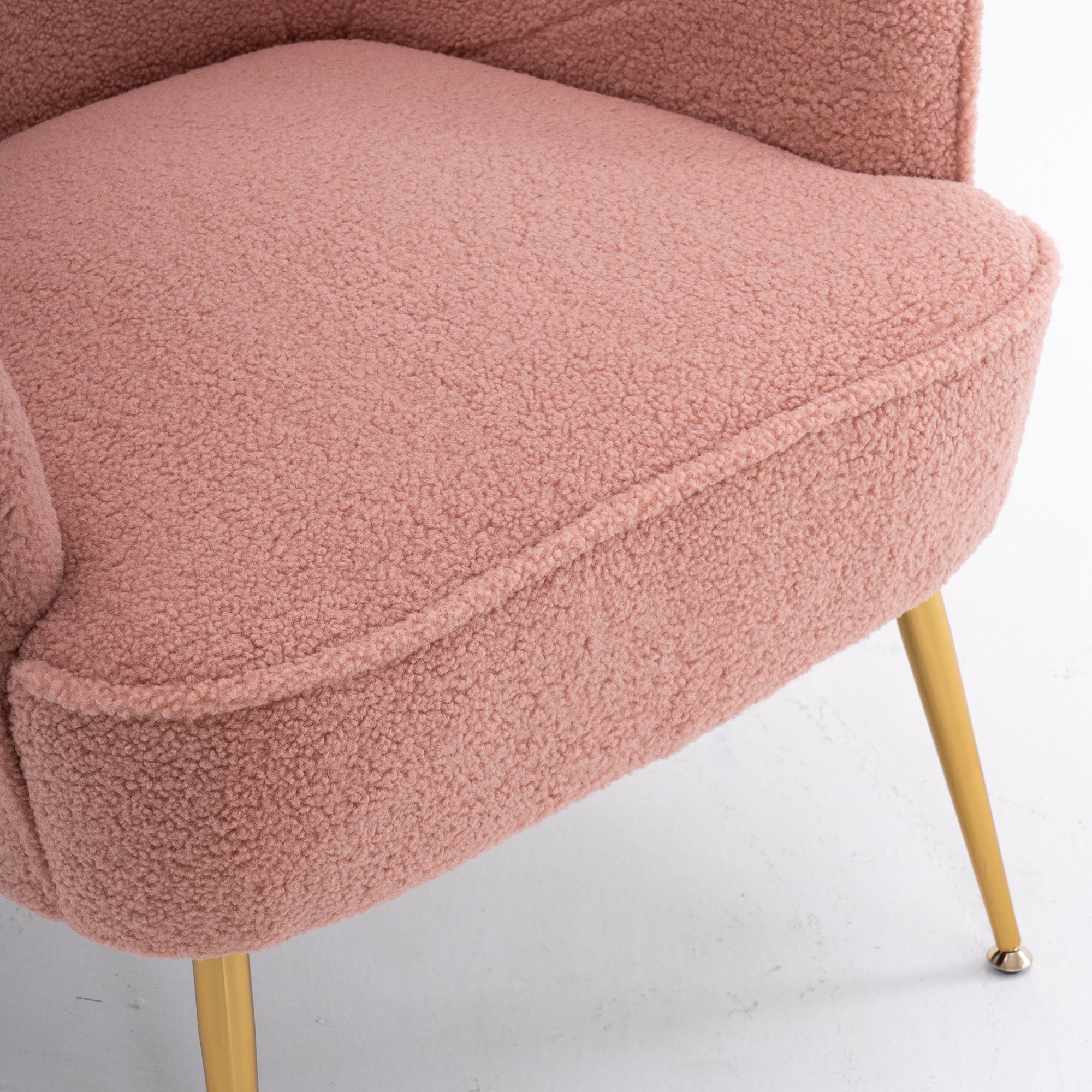 26" Wide Faux Fur Armchair With Gold Legs And Adjustable Legs