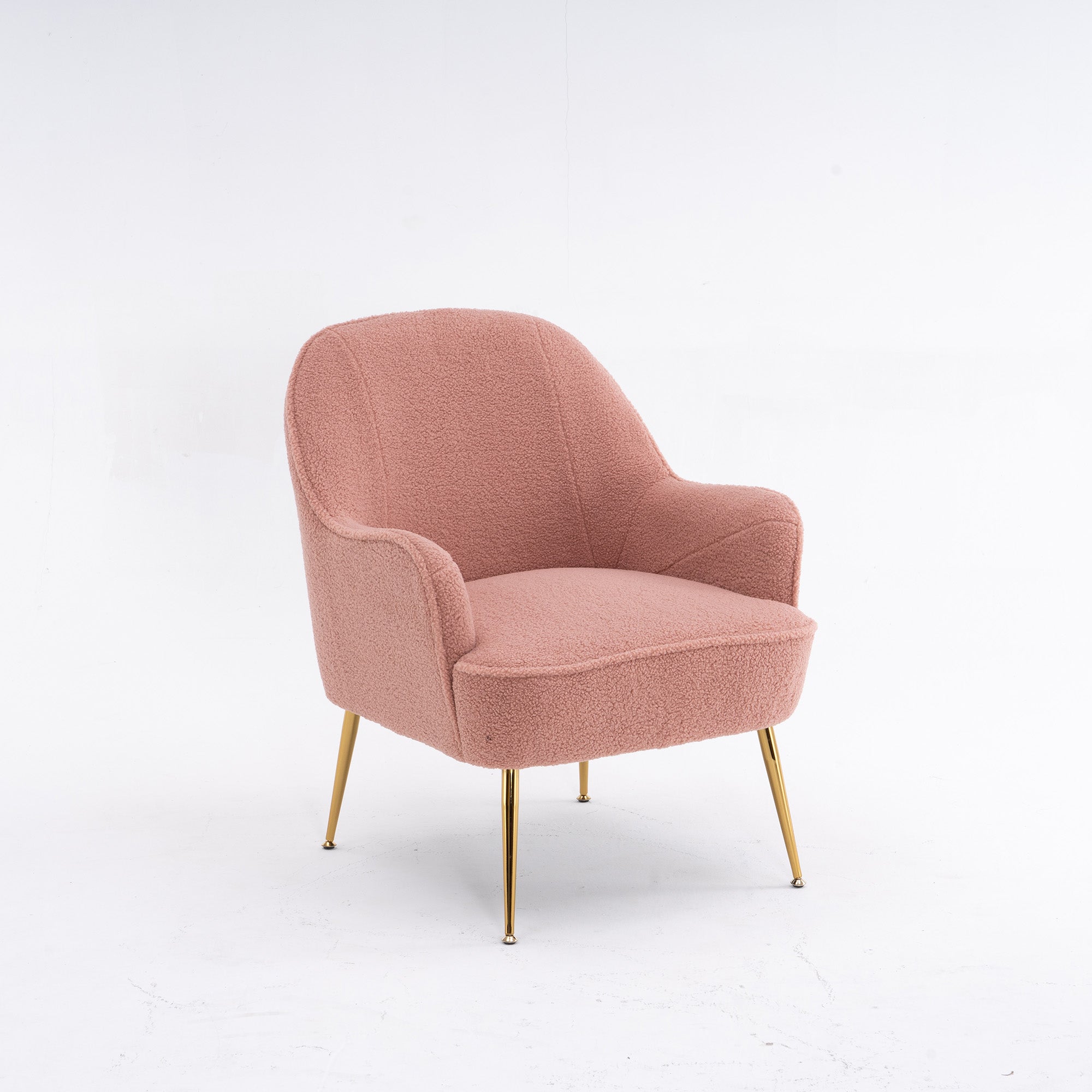 26" Wide Faux Fur Armchair With Gold Legs And Adjustable Legs