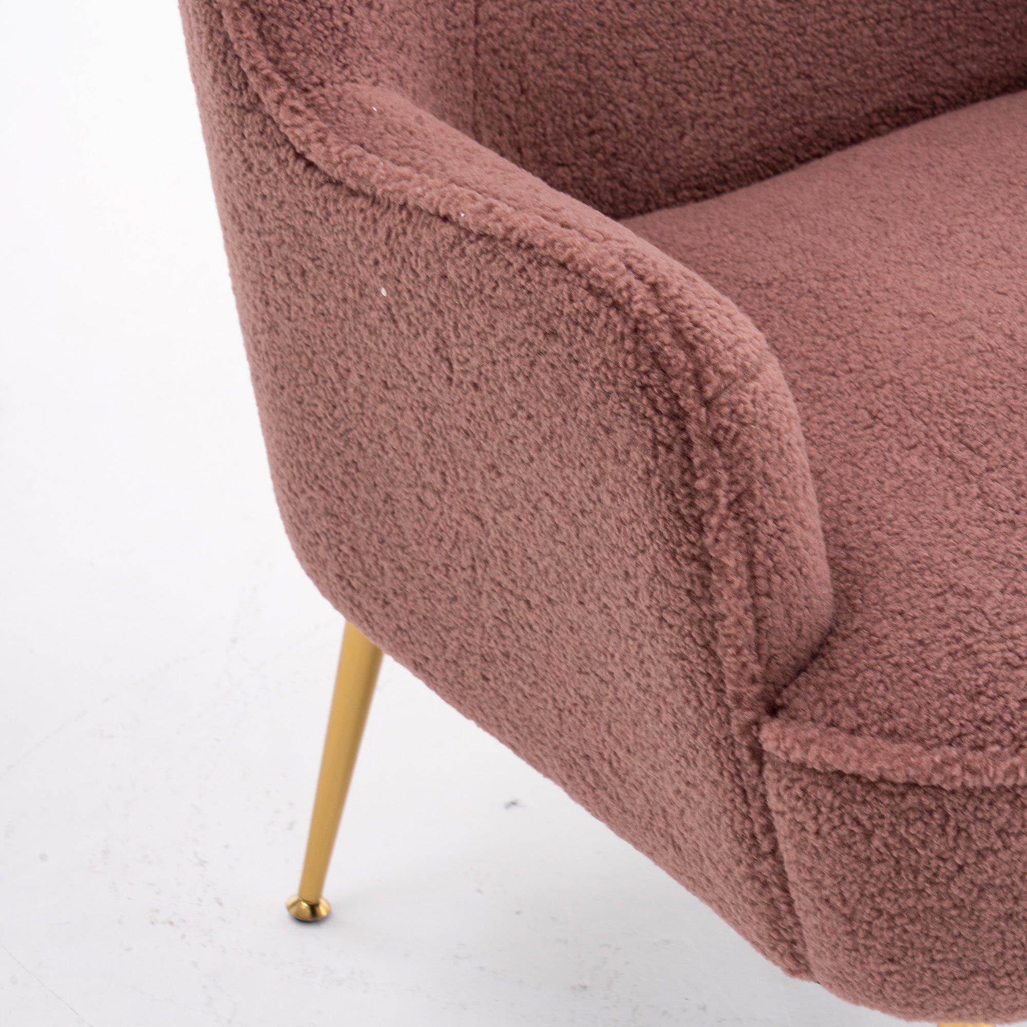 26" Wide Faux Fur Armchair With Gold Legs And Adjustable Legs