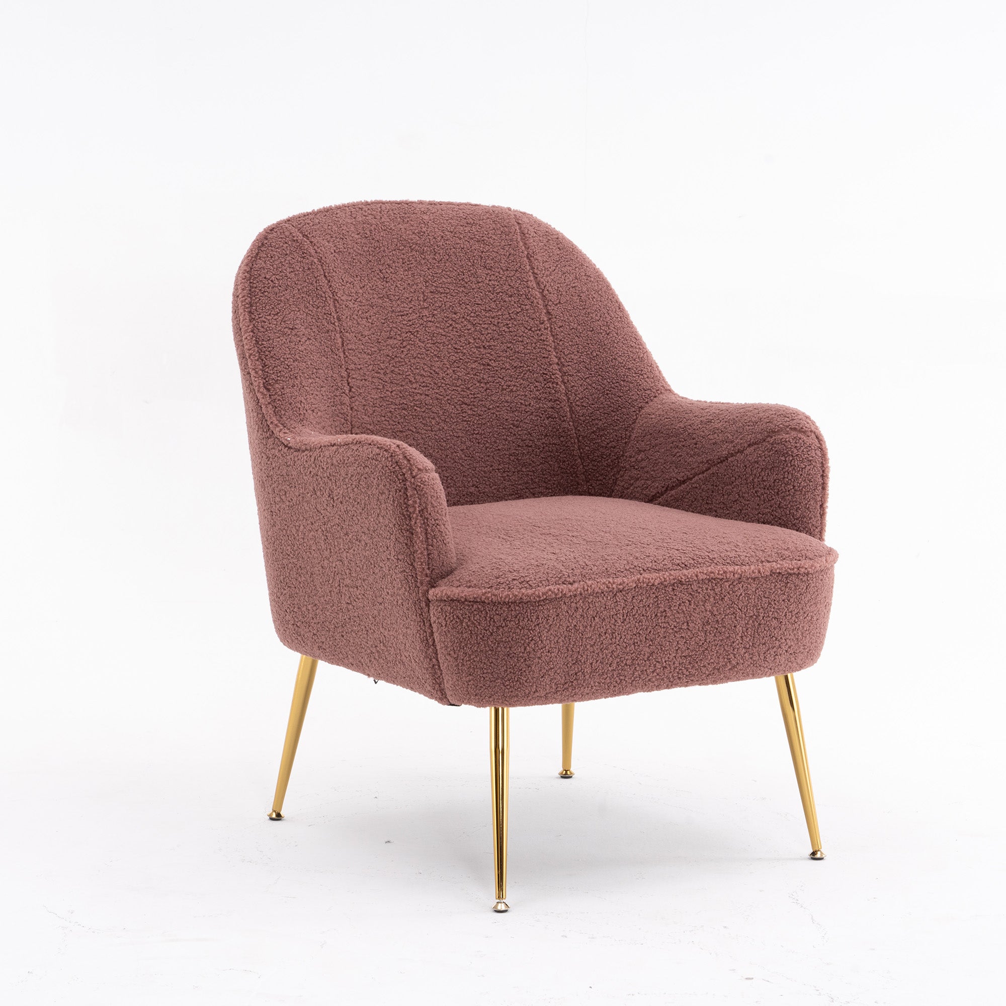 26" Wide Faux Fur Armchair With Gold Legs And Adjustable Legs