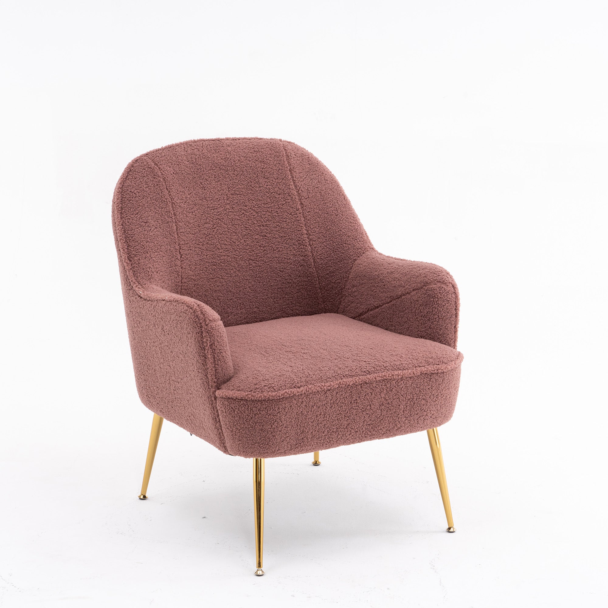 26" Wide Faux Fur Armchair With Gold Legs And Adjustable Legs