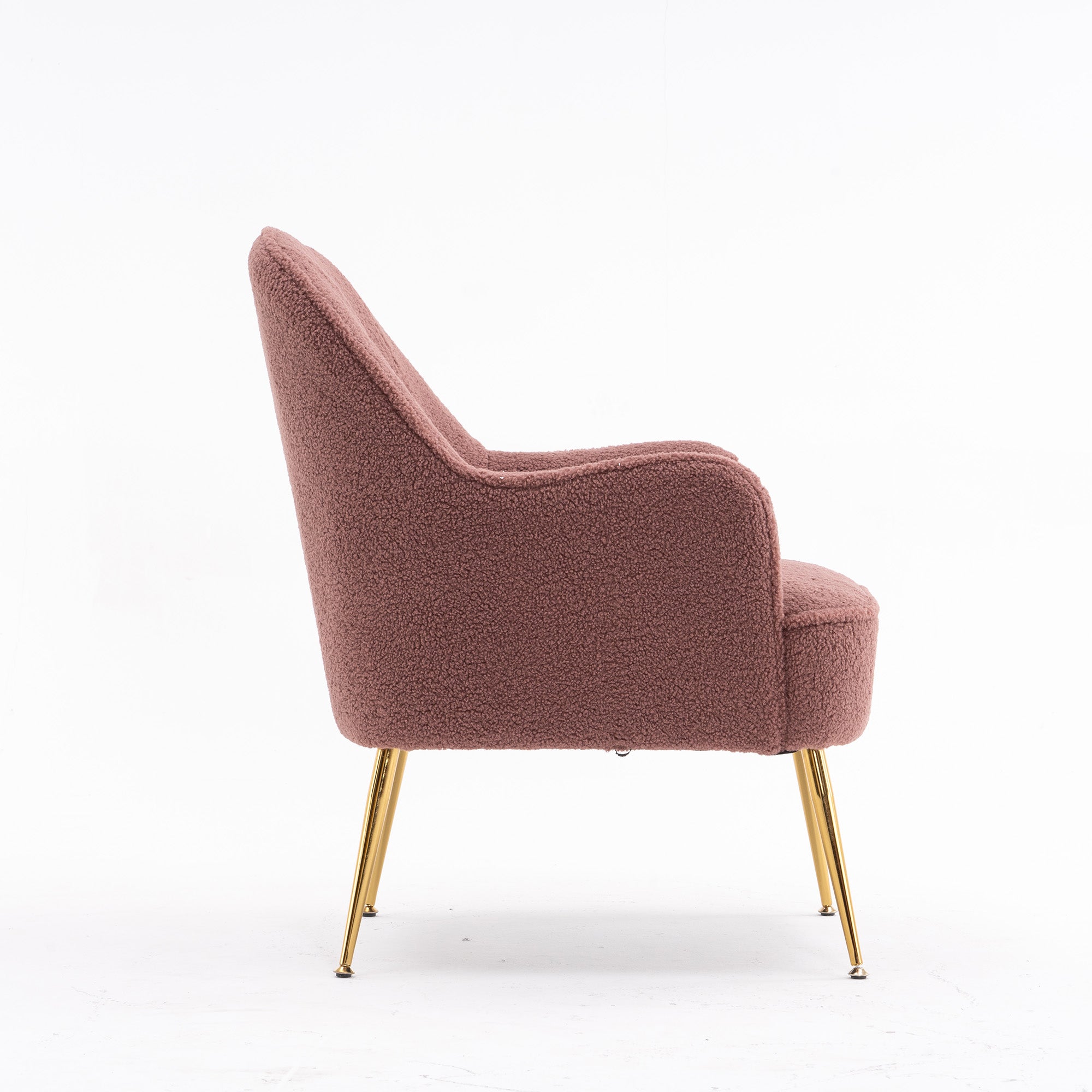 26" Wide Faux Fur Armchair With Gold Legs And Adjustable Legs