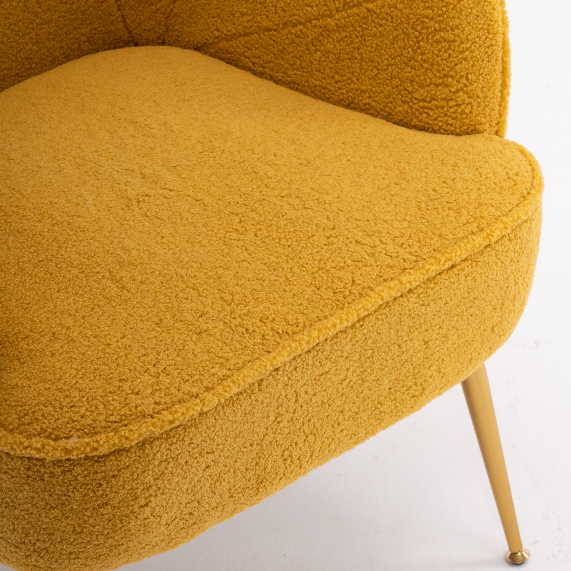 26" Wide Faux Fur Armchair With Gold Legs And Adjustable Legs