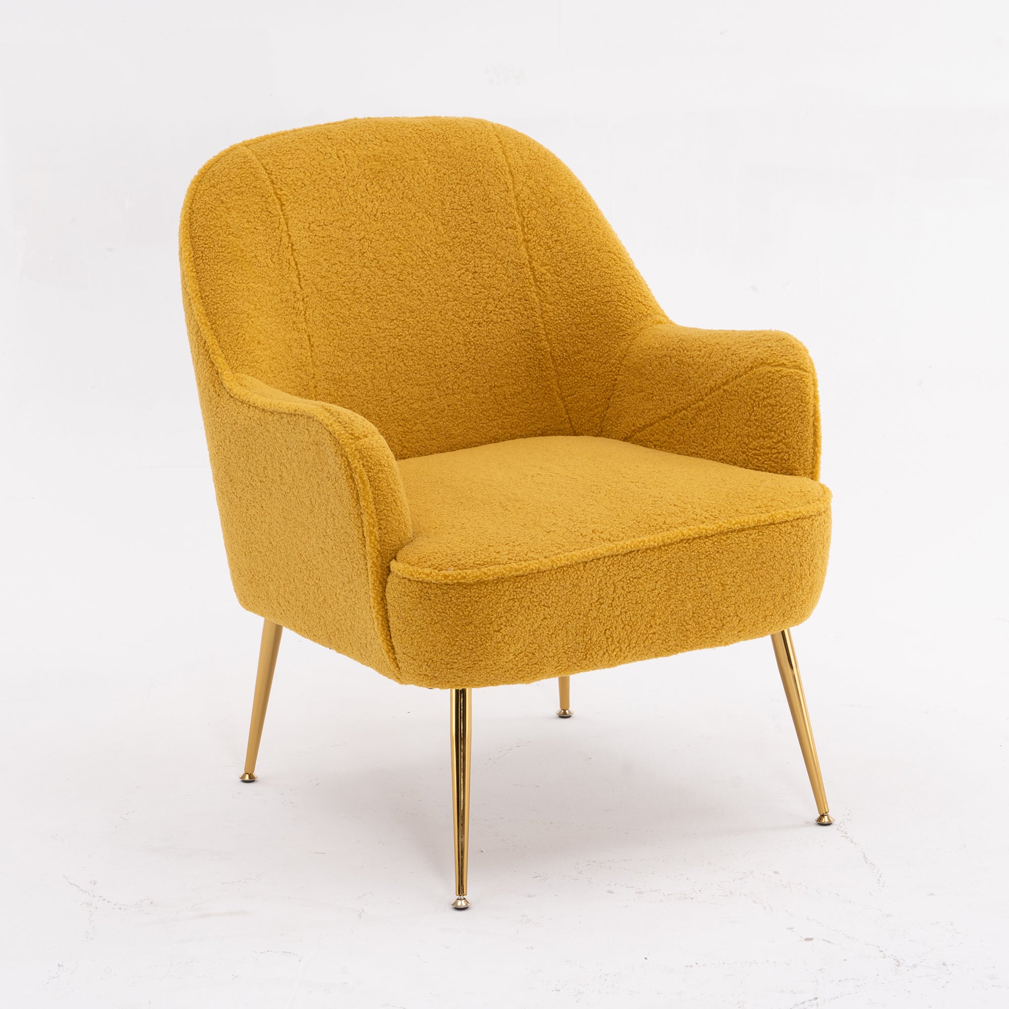 26" Wide Faux Fur Armchair With Gold Legs And Adjustable Legs