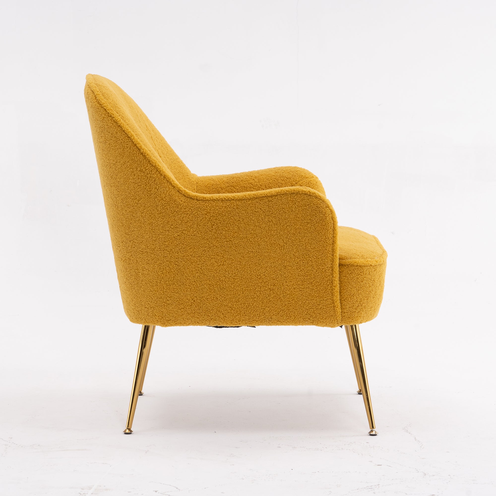 26" Wide Faux Fur Armchair With Gold Legs And Adjustable Legs