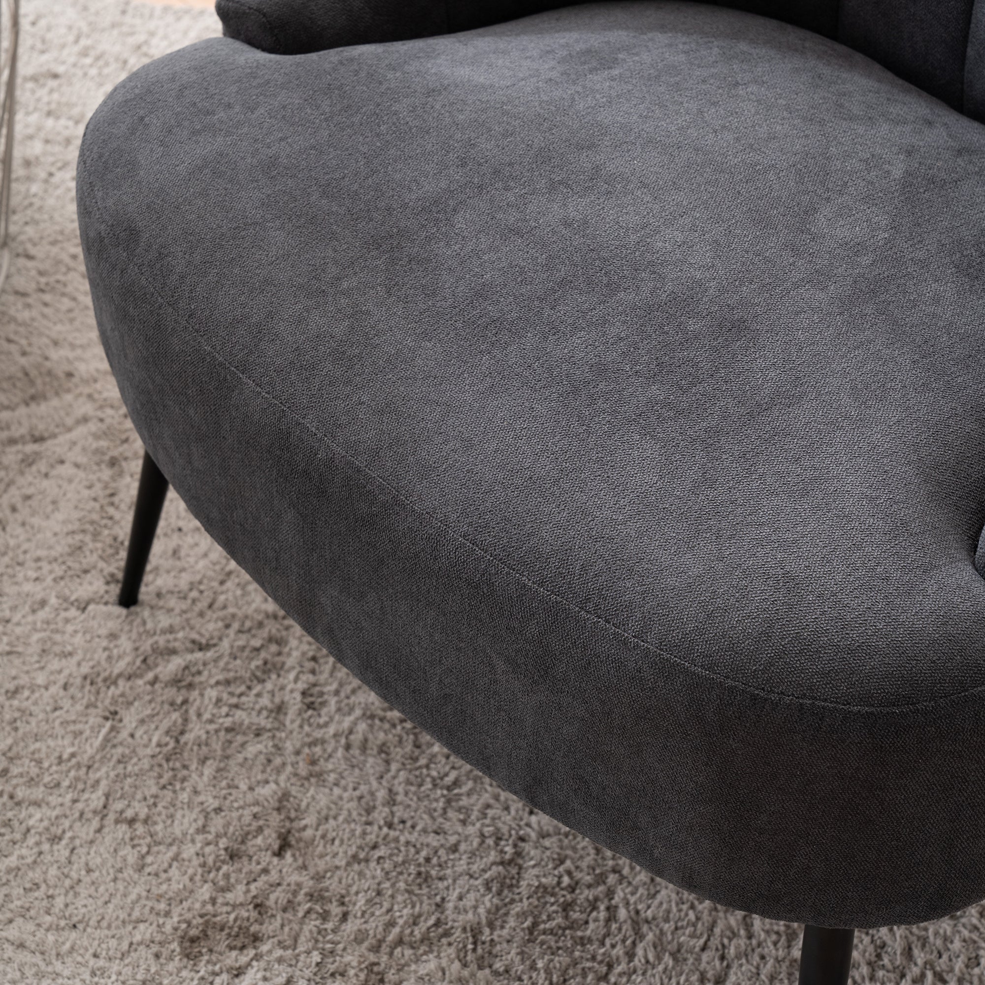 28" Wide Flax Fabric Armchair with Black Legs