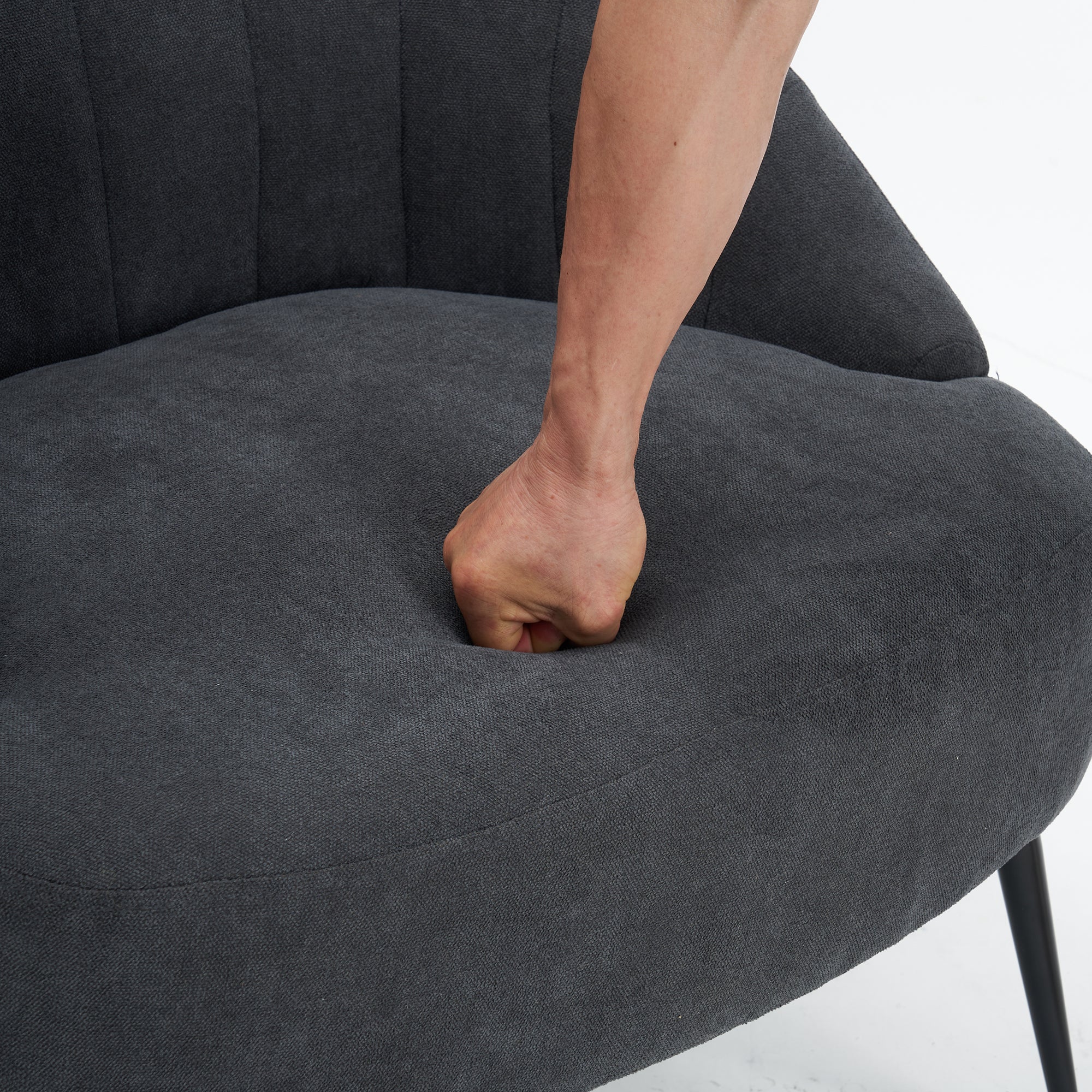 28" Wide Flax Fabric Armchair with Black Legs