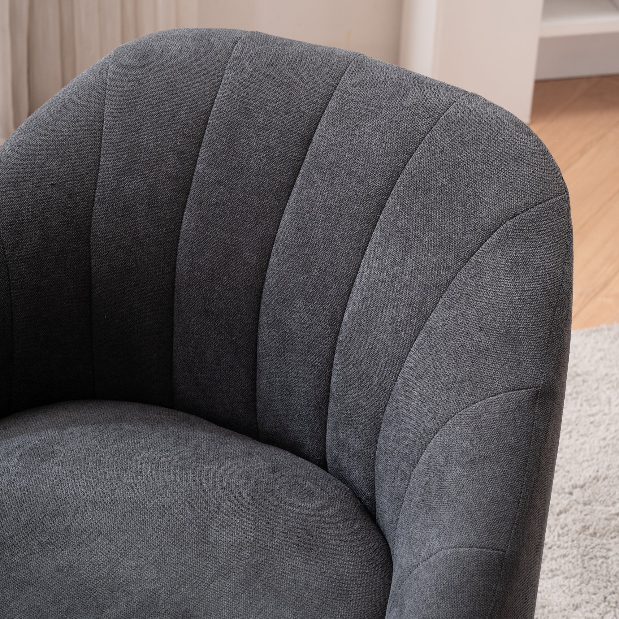 28" Wide Flax Fabric Armchair with Black Legs