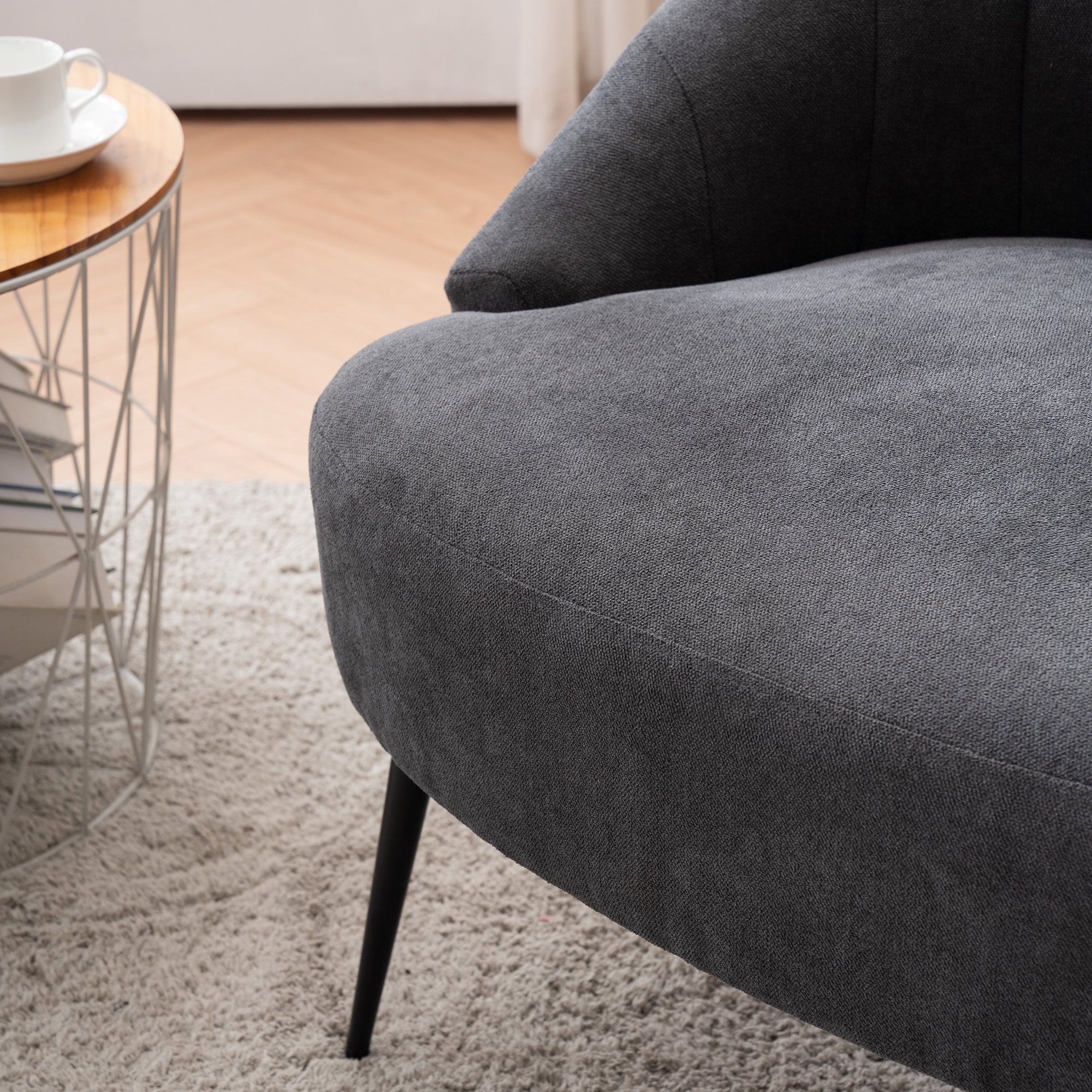 28" Wide Flax Fabric Armchair with Black Legs