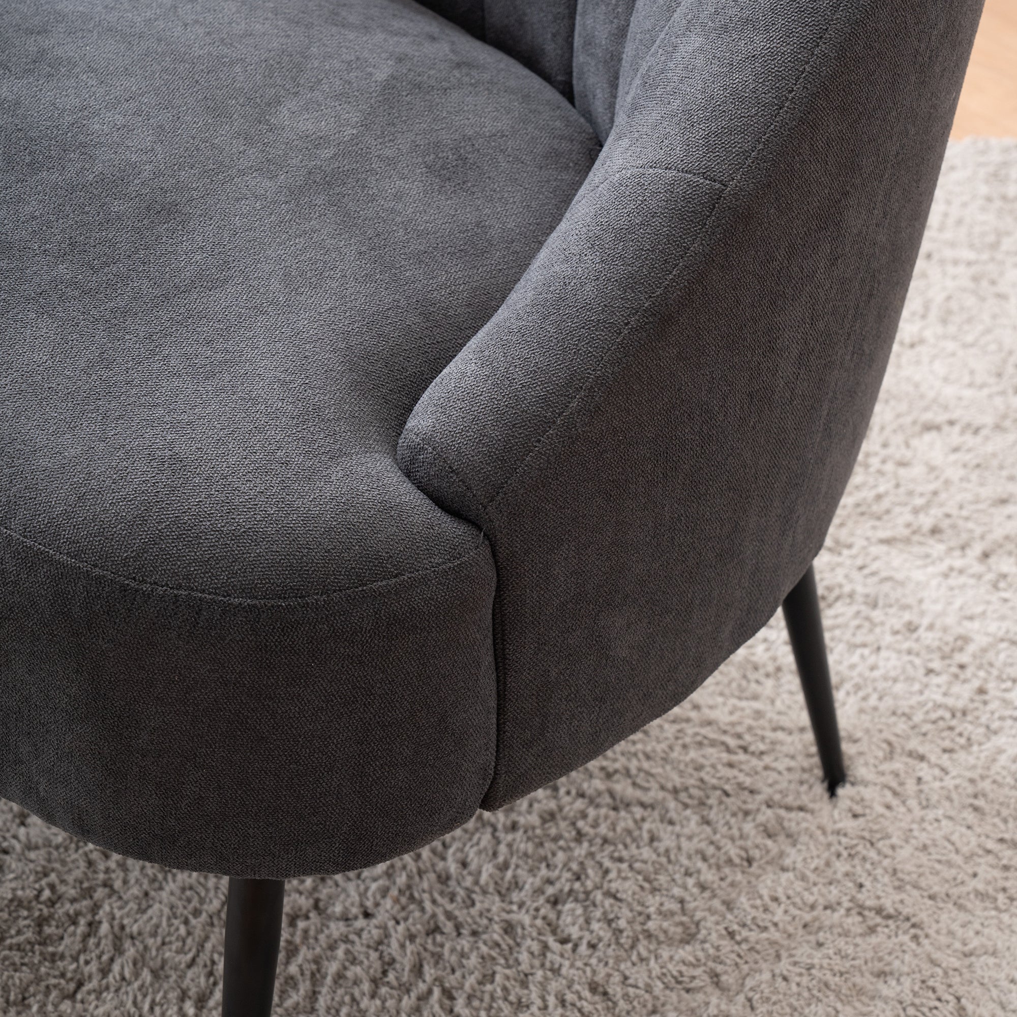 28" Wide Flax Fabric Armchair with Black Legs