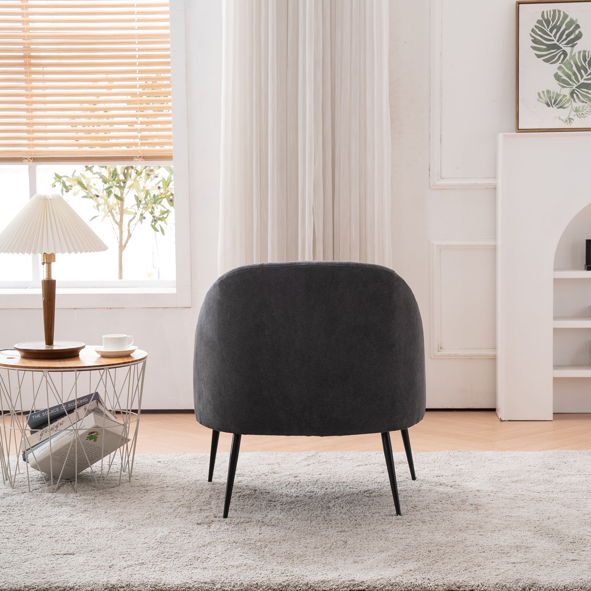 28" Wide Flax Fabric Armchair with Black Legs