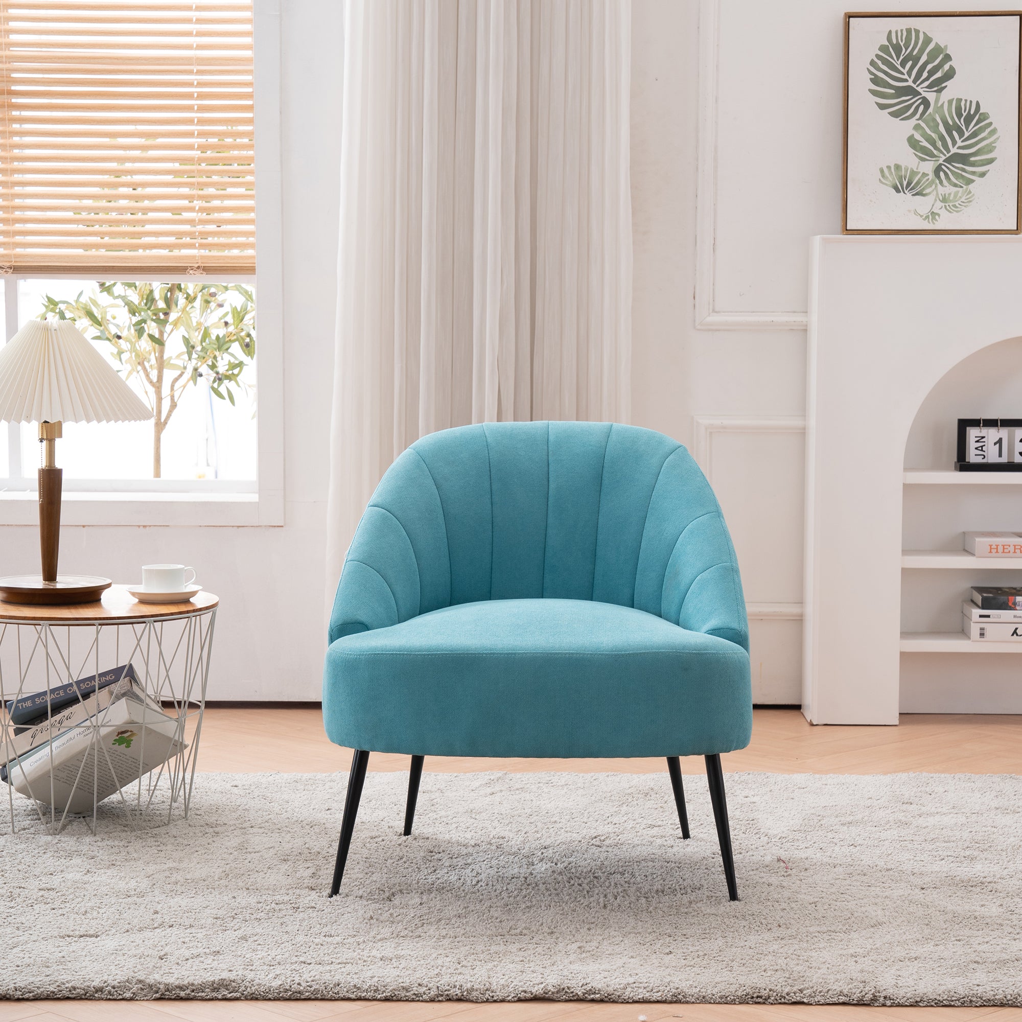 28" Wide Flax Fabric Armchair with Black Legs