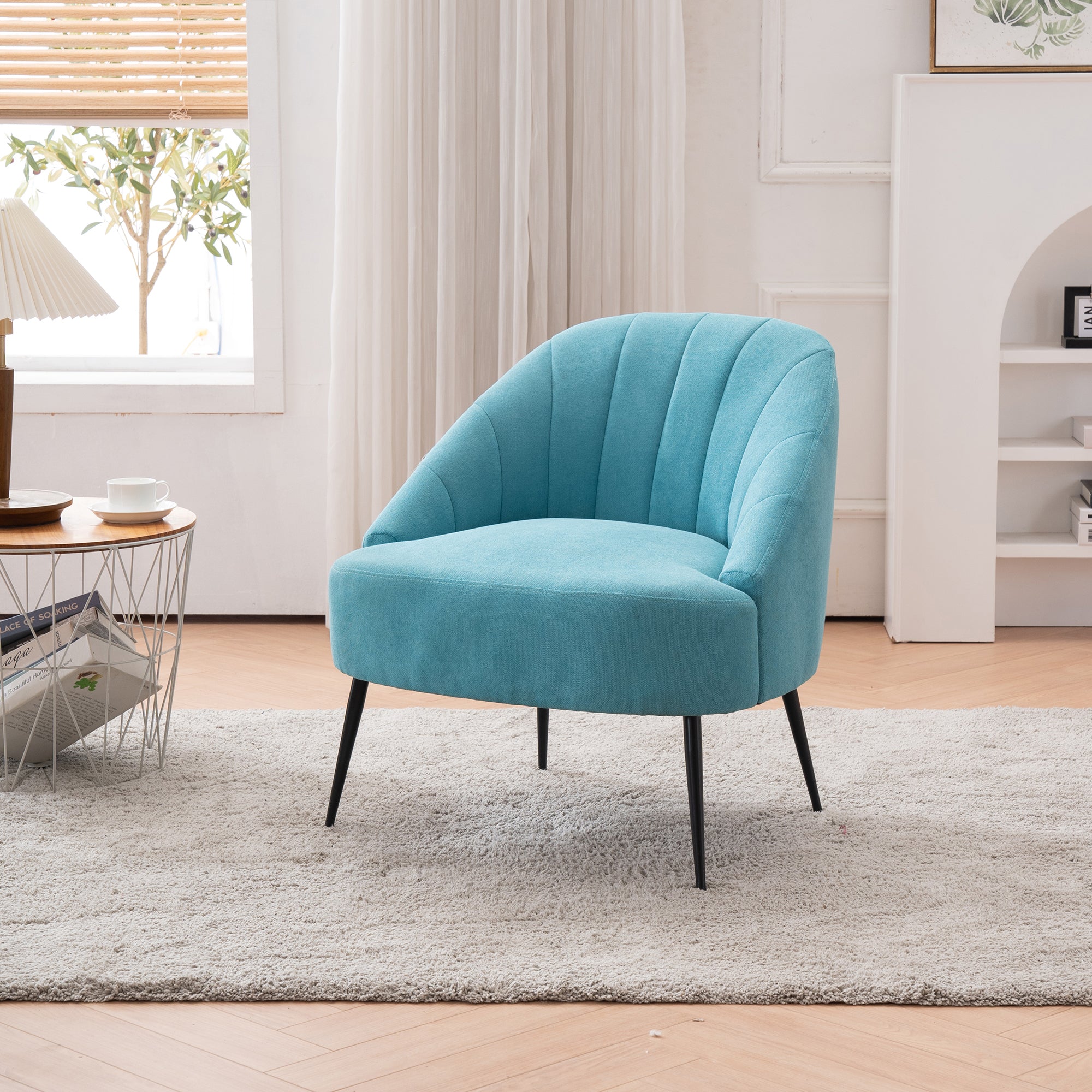 28" Wide Flax Fabric Armchair with Black Legs