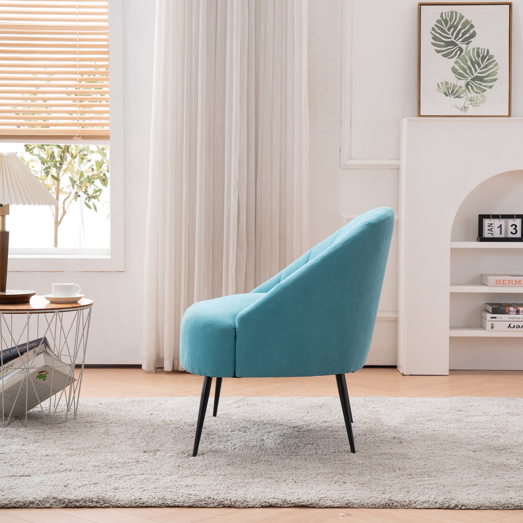 28" Wide Flax Fabric Armchair with Black Legs