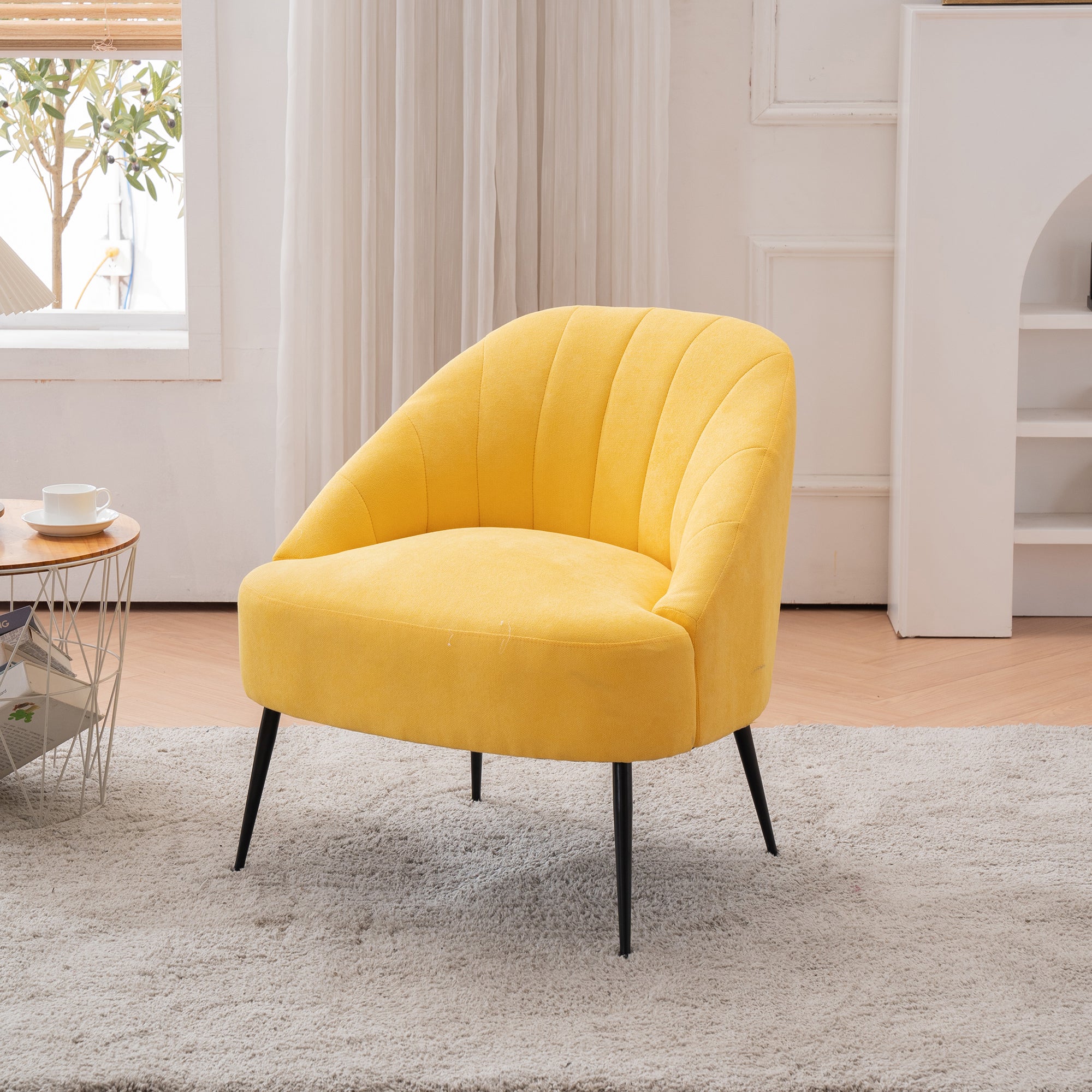 28" Wide Flax Fabric Armchair with Black Legs
