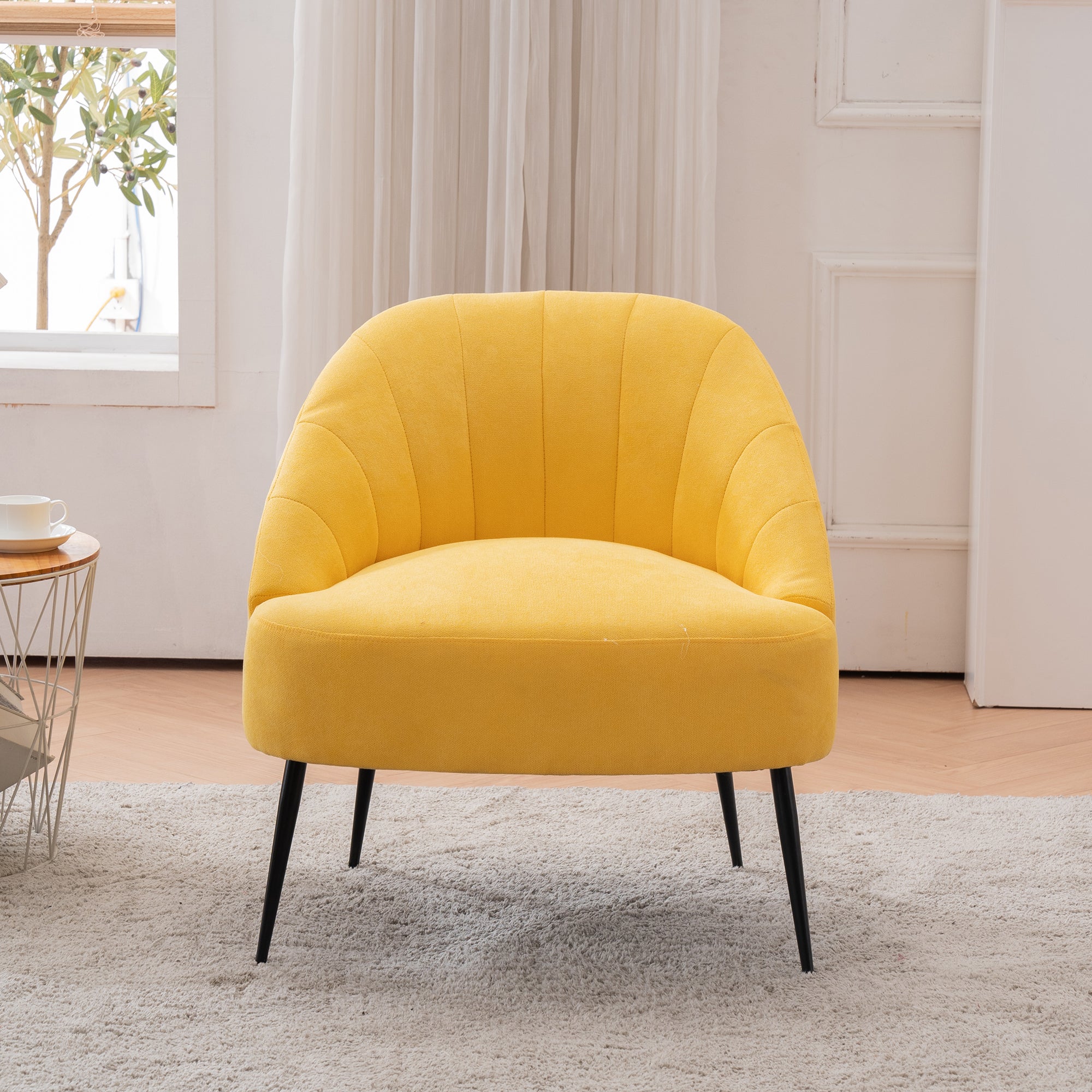 28" Wide Flax Fabric Armchair with Black Legs