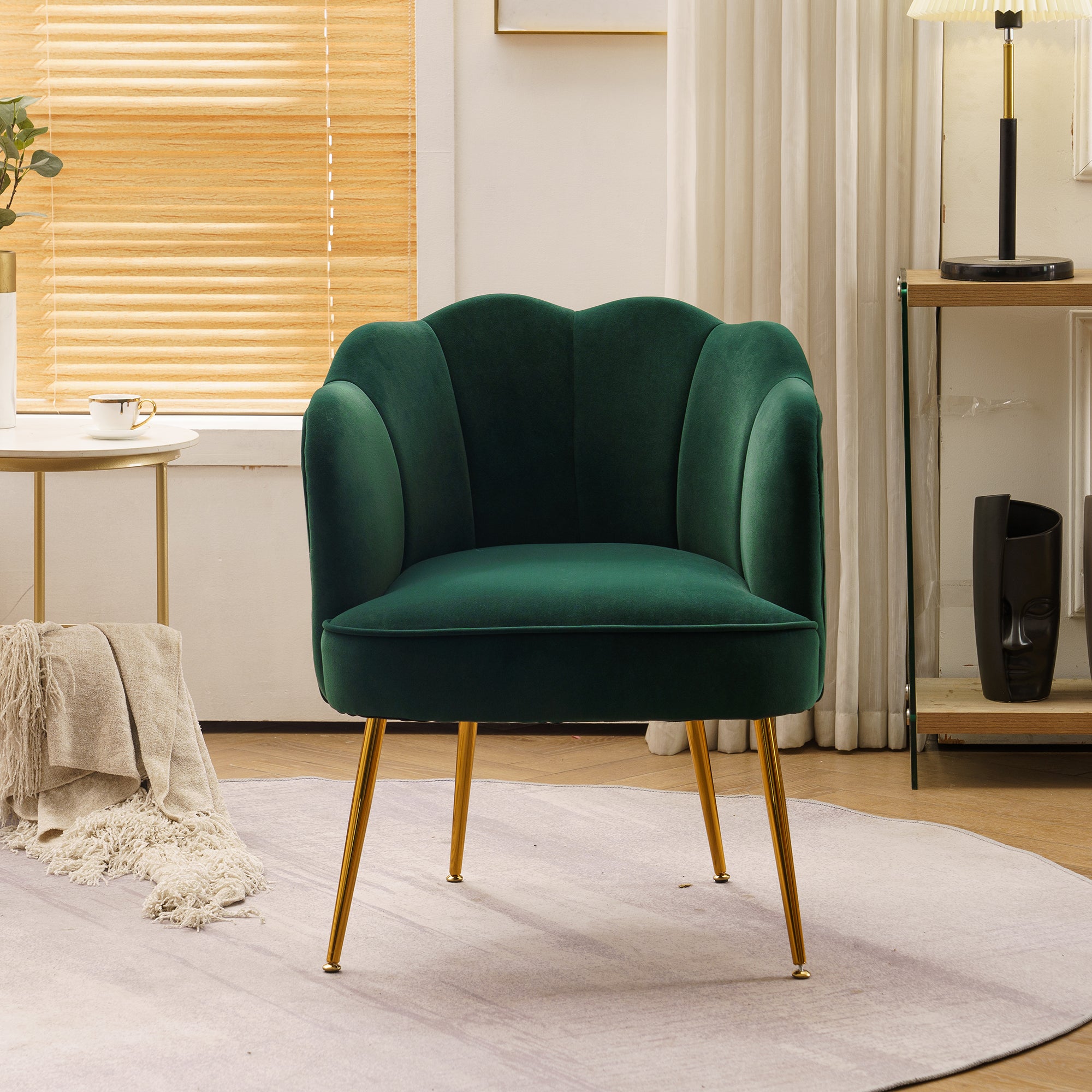 26" Wide Velvet Armchair with Gold Legs