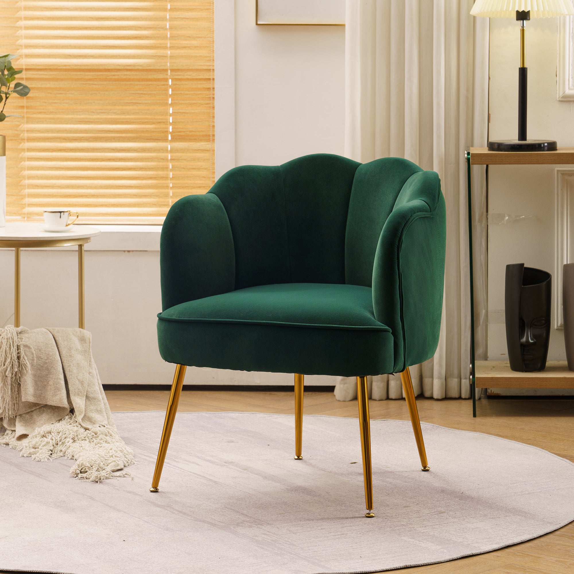 26" Wide Velvet Armchair with Gold Legs