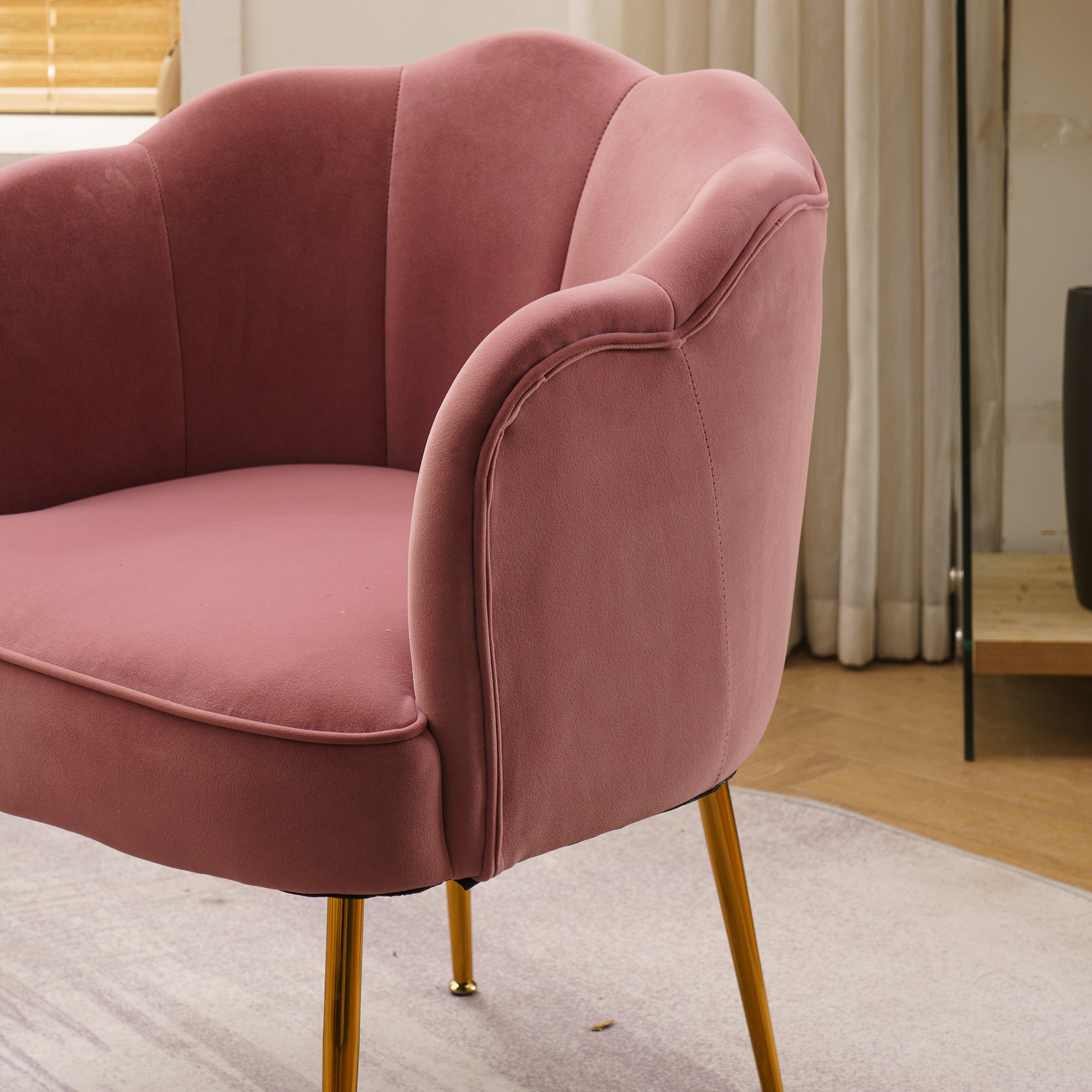 26" Wide Velvet Armchair with Gold Legs