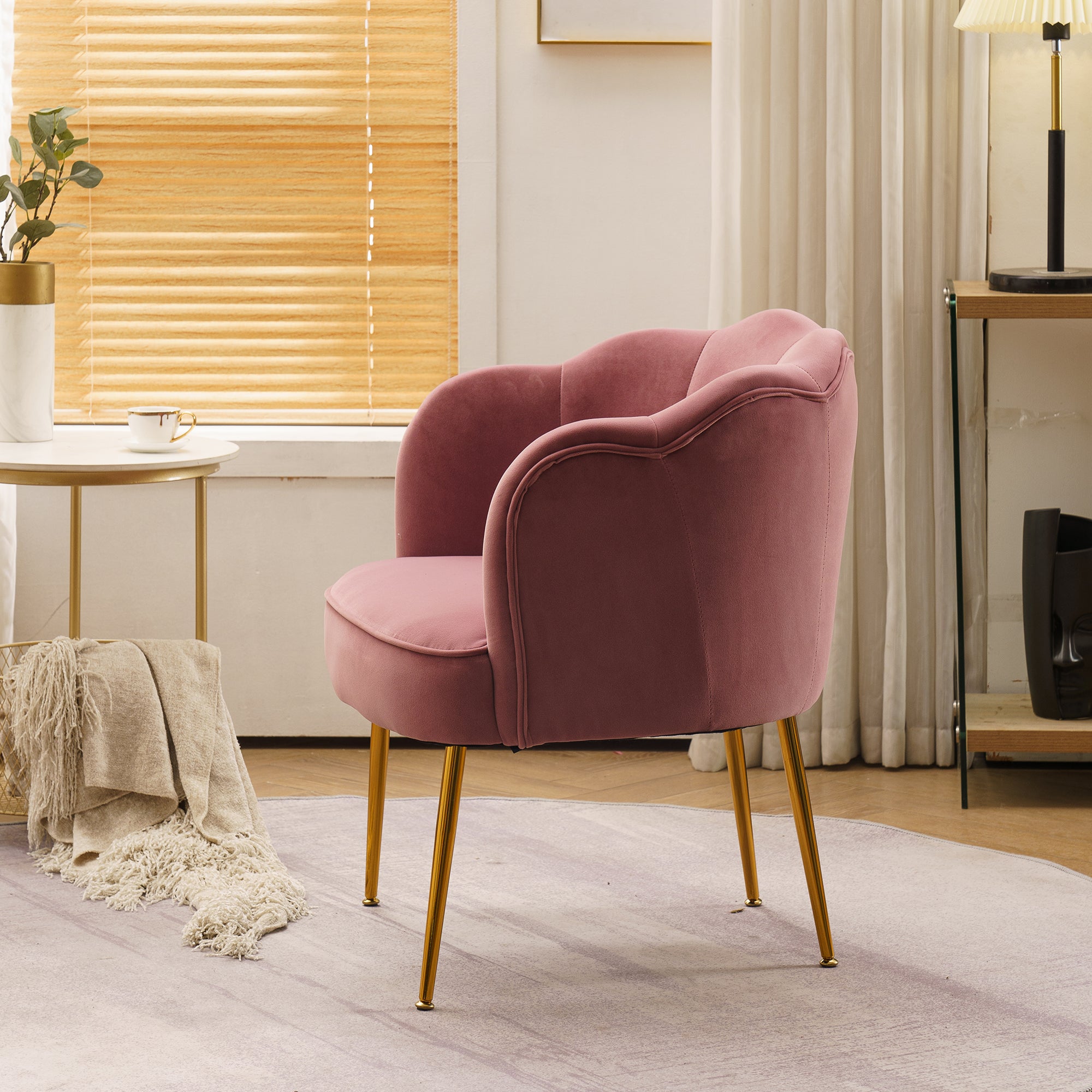 26" Wide Velvet Armchair with Gold Legs