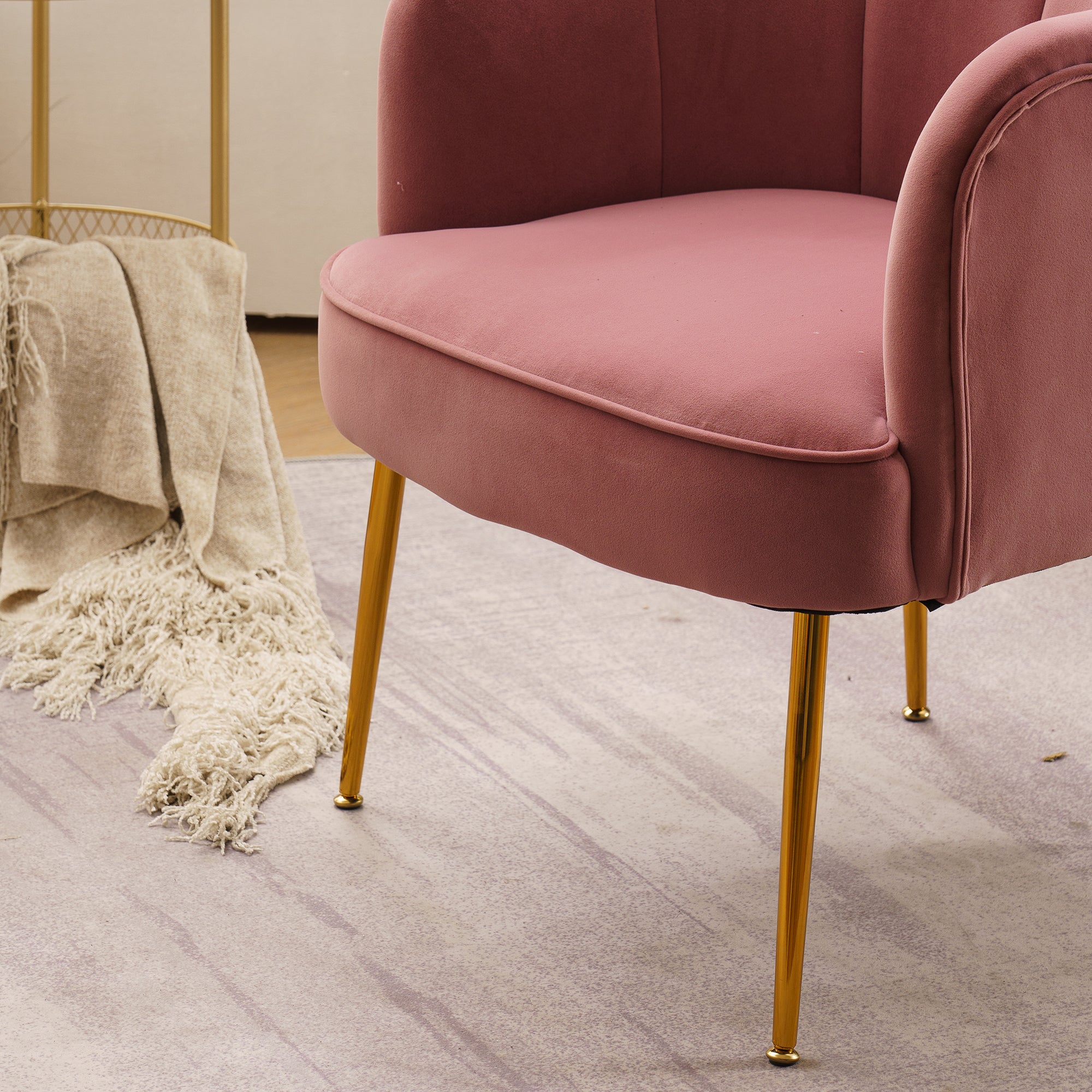 26" Wide Velvet Armchair with Gold Legs