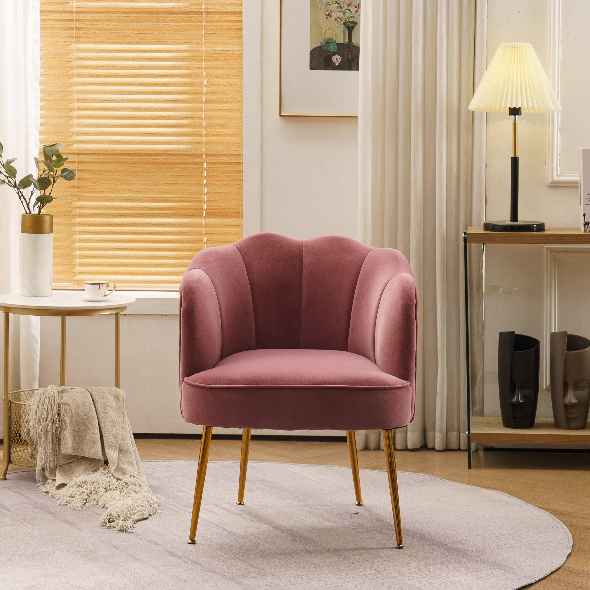 26" Wide Velvet Armchair with Gold Legs