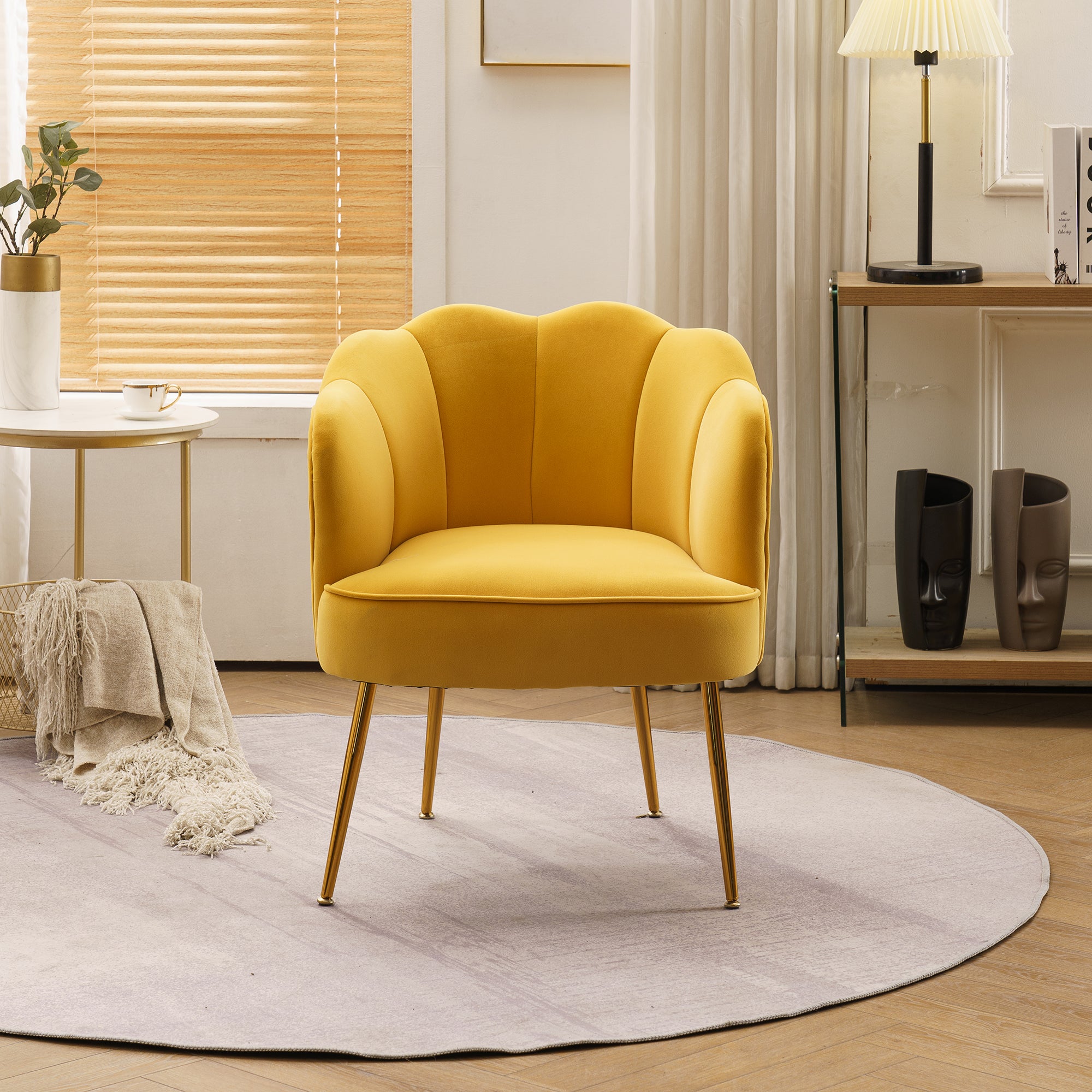 26" Wide Velvet Armchair with Gold Legs