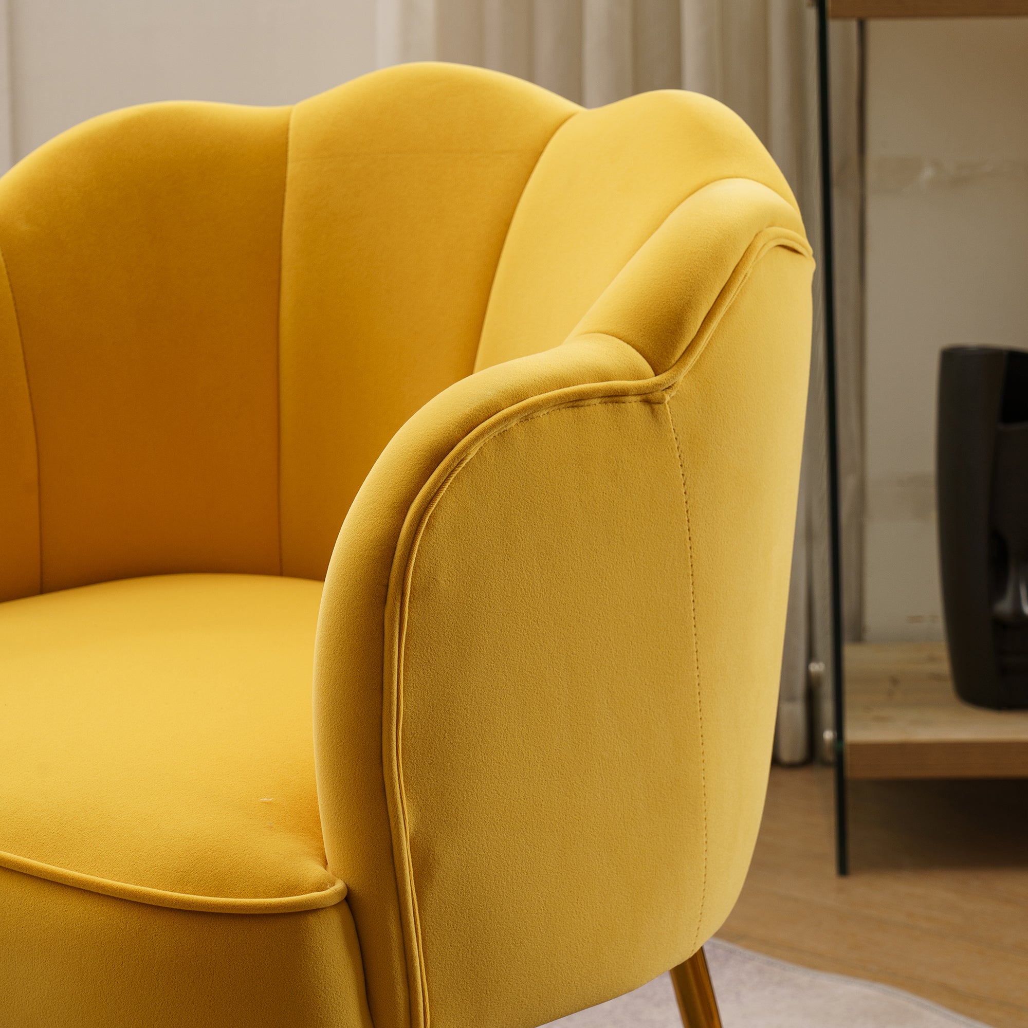 26" Wide Velvet Armchair with Gold Legs