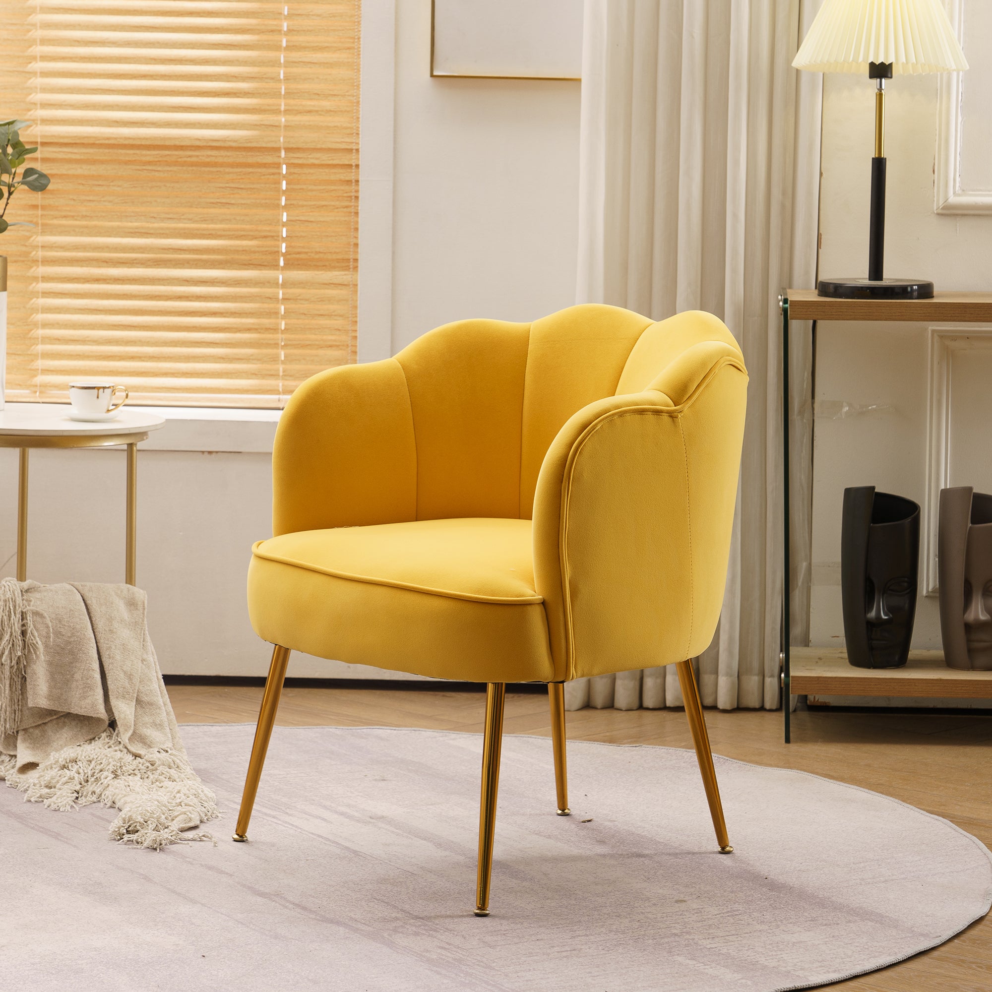 26" Wide Velvet Armchair with Gold Legs